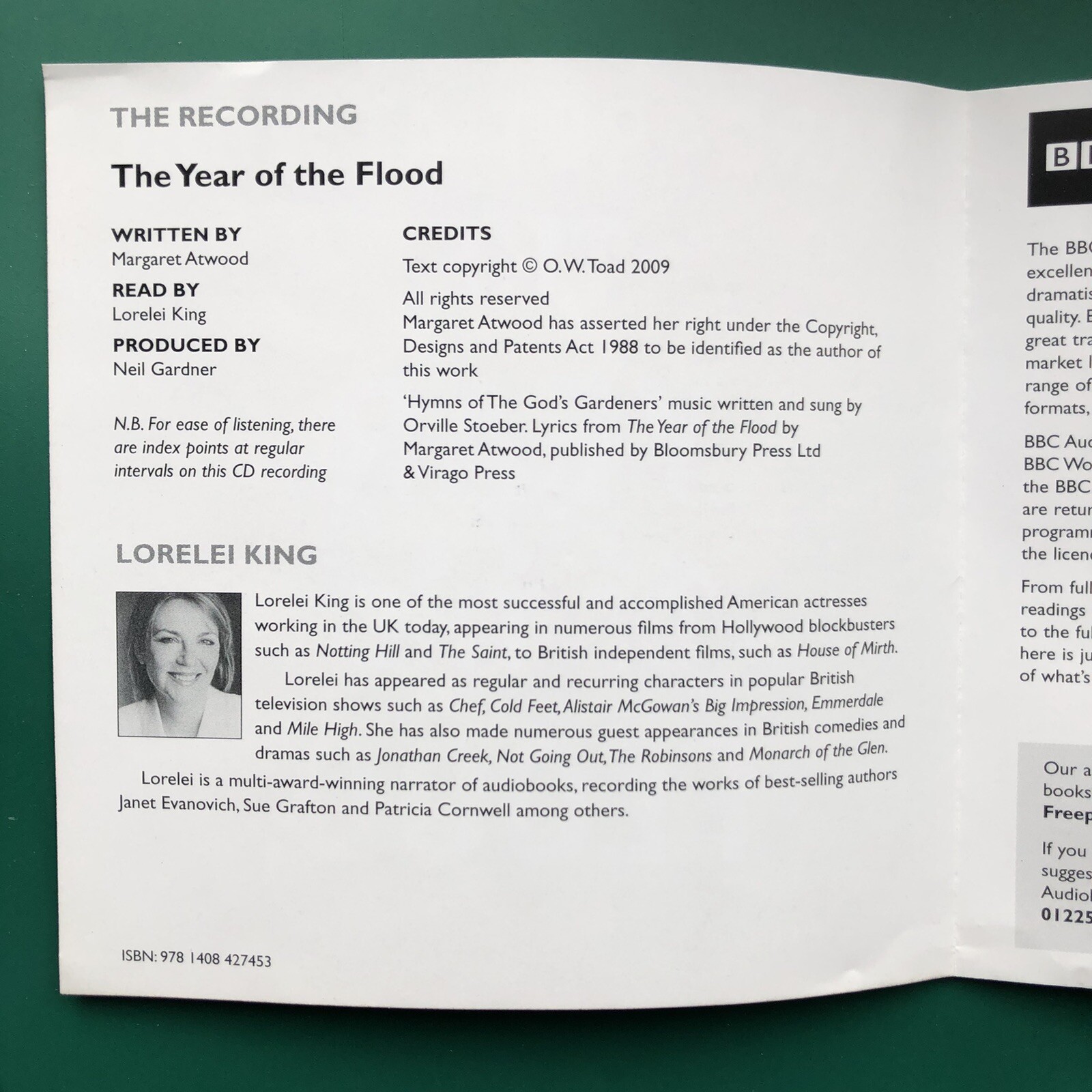 Margaret Atwood THE YEAR OF THE FLOOD Audiobook 12 x CD Boxset BBC Lorelei King
