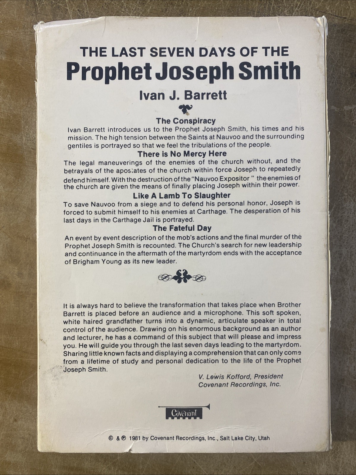 The Last Seven Days Of The Prophet Joseph Smith Audio Cassette Tape SCARCE!