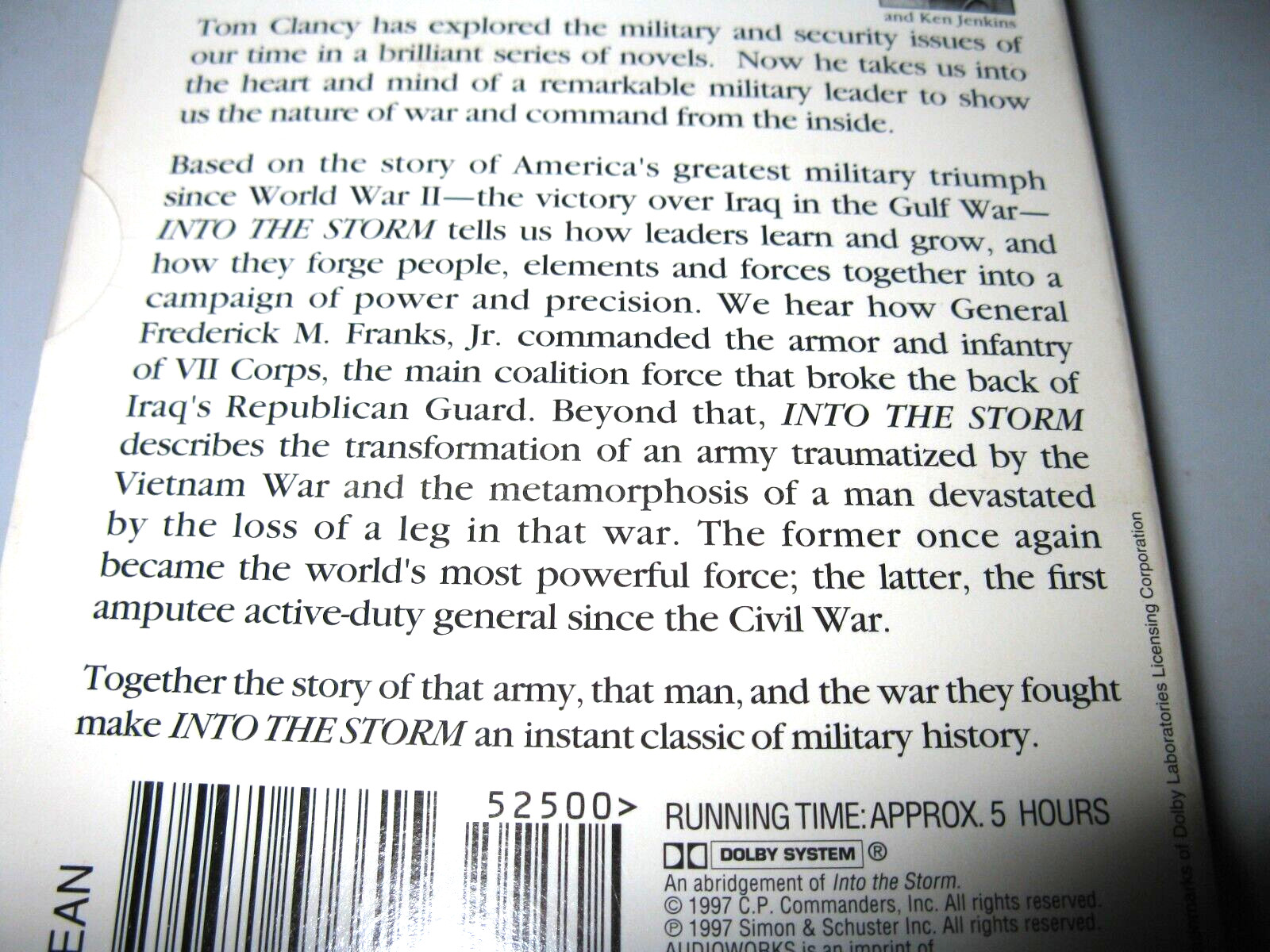 Tom Clancy Audio Book- Into The Storm A Study in Command 1997 Iraq War