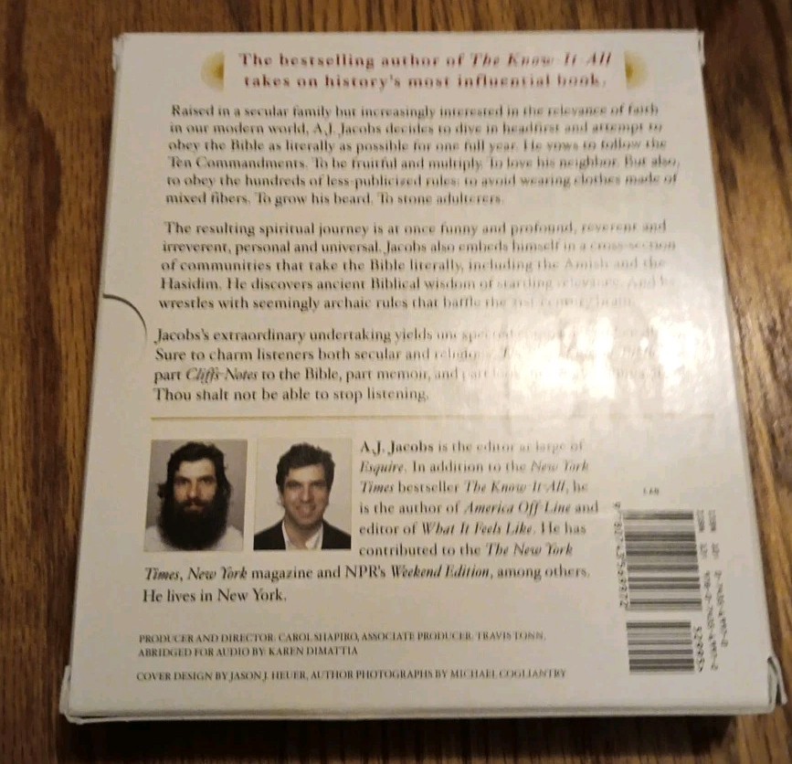 The Year of Living Biblically by A.J. Jacobs, Like New Audio CD Bx 24