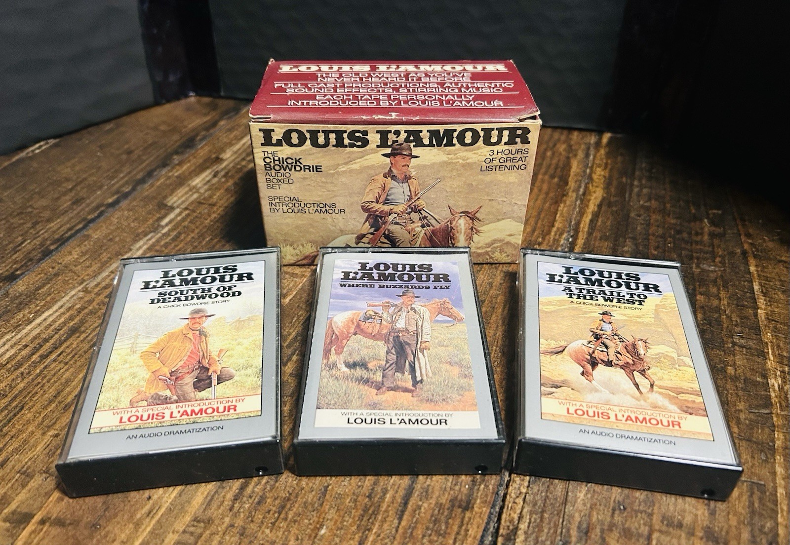 LOUIS L’AMOUR The Chick Bowdrie Boxed Set of 3 Cassette Audiobooks