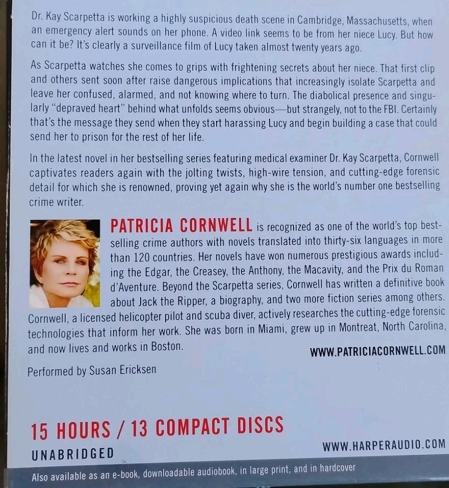 Depraved Heart by Patricia Cornwell Unabridged Audiobook CD