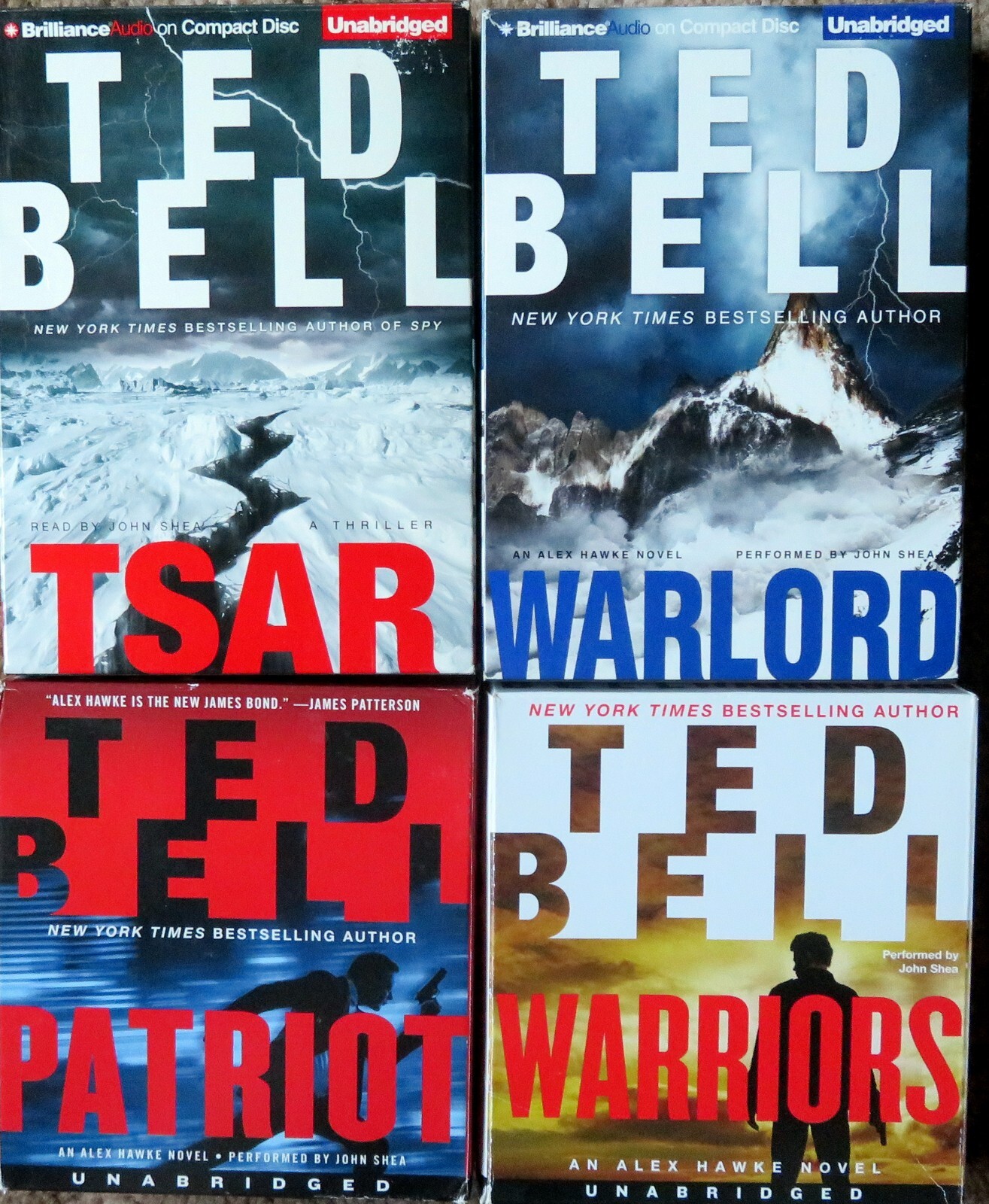 TED BELL — Four (4) AudioBook CD Titles — Patriot, Tsar, Warlord, Warriors