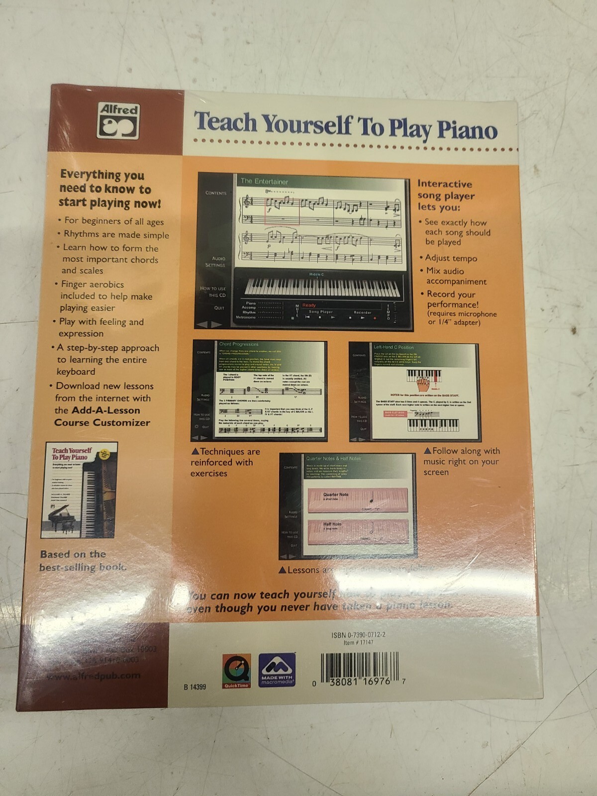 Teach Yourself to Play Piano CD-ROM Mac or PC, All ages Instructional Lessons