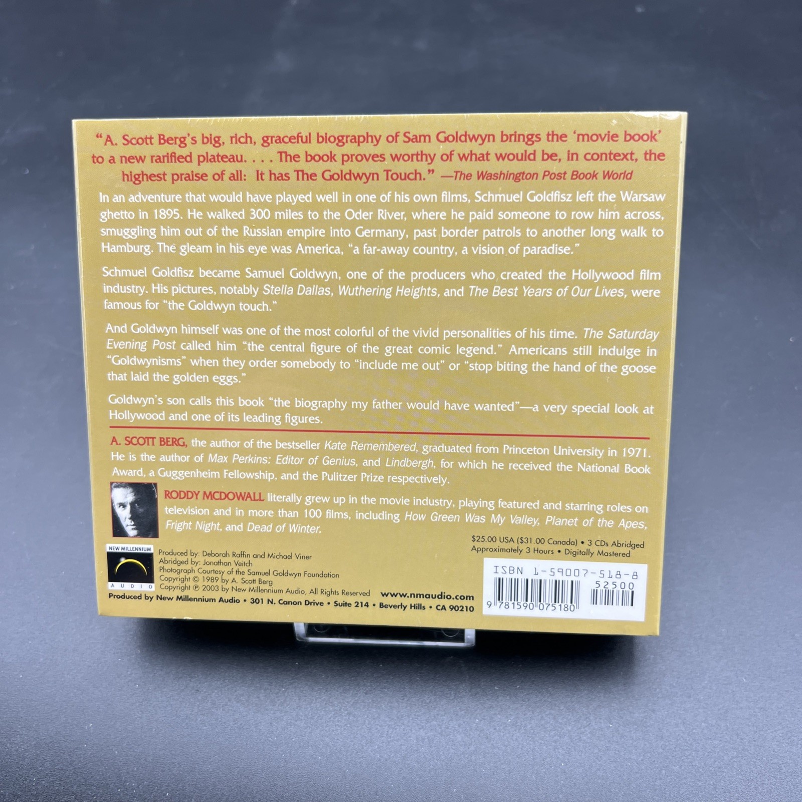 Goldwyn A. Scott Berg (2003) Abridged AudioBook 3 CD Box Set — (Roddy McDowall)