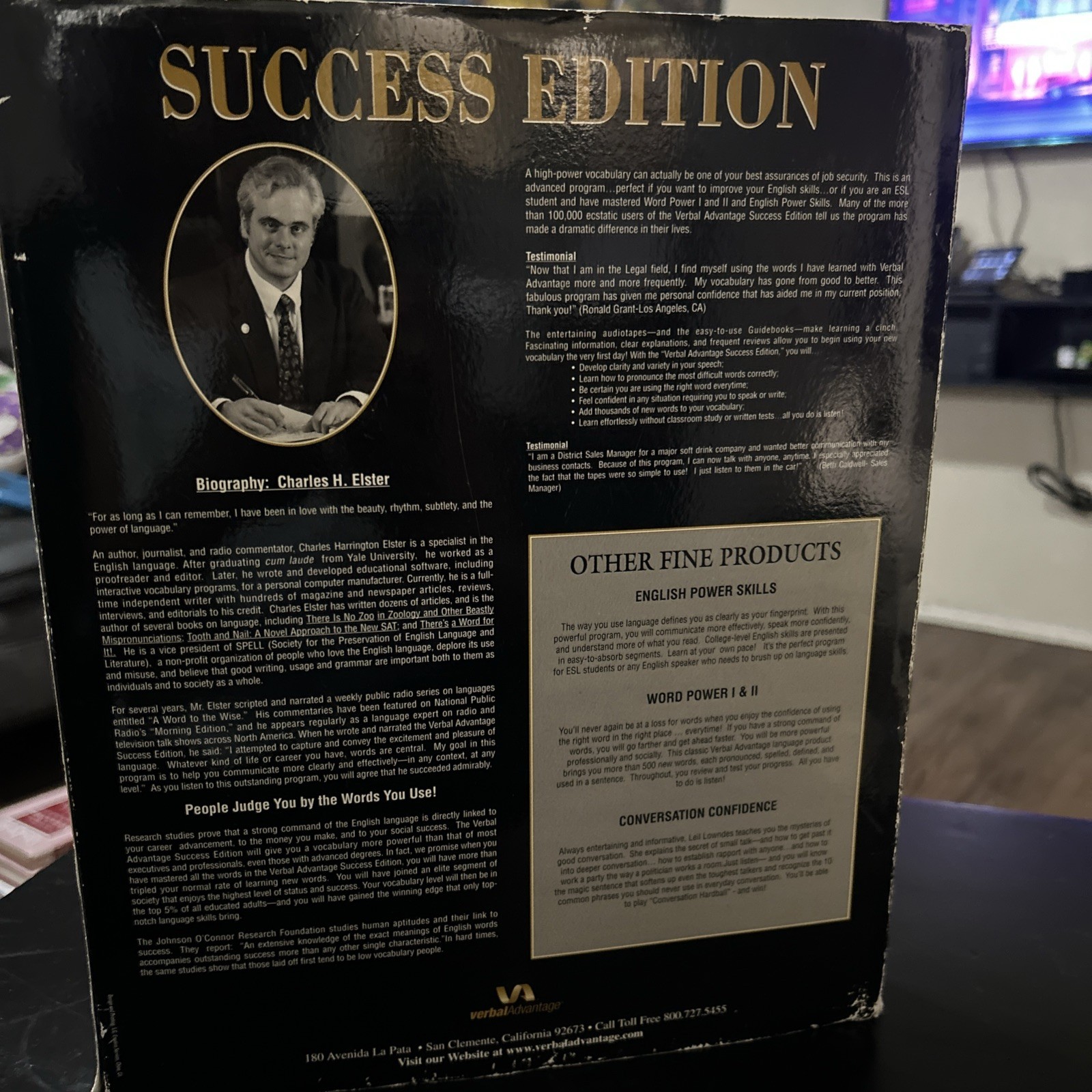 Verbal Advantage Success Edition Advanced Charles H Elster — 12 Cassettes