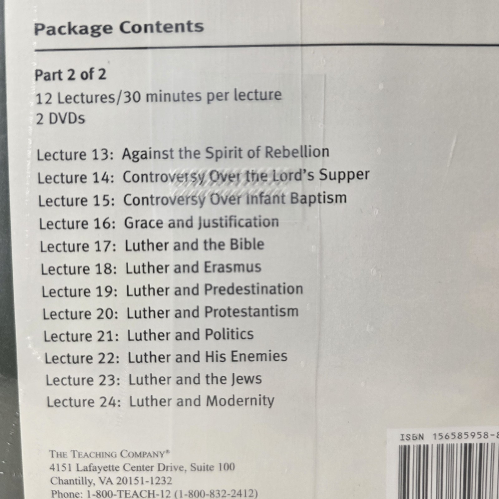 Great Courses Martin Luther Gospel Law Reformation DVDs & Guidebook — NEW