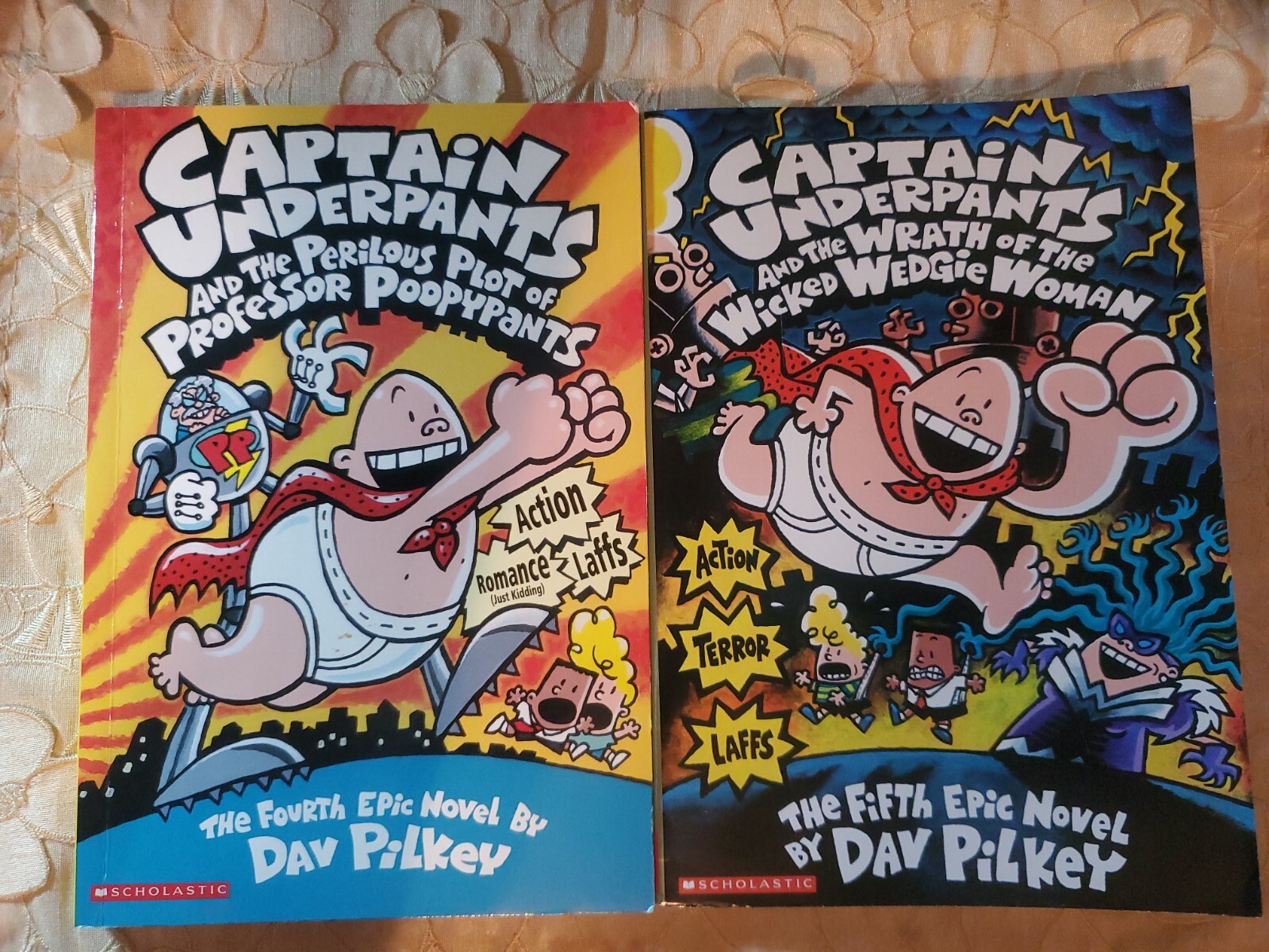 2-Captain Underpants-THE FOURTH & FIFTH EPIC NOVELS-BY DAV PILKEY-EUC!