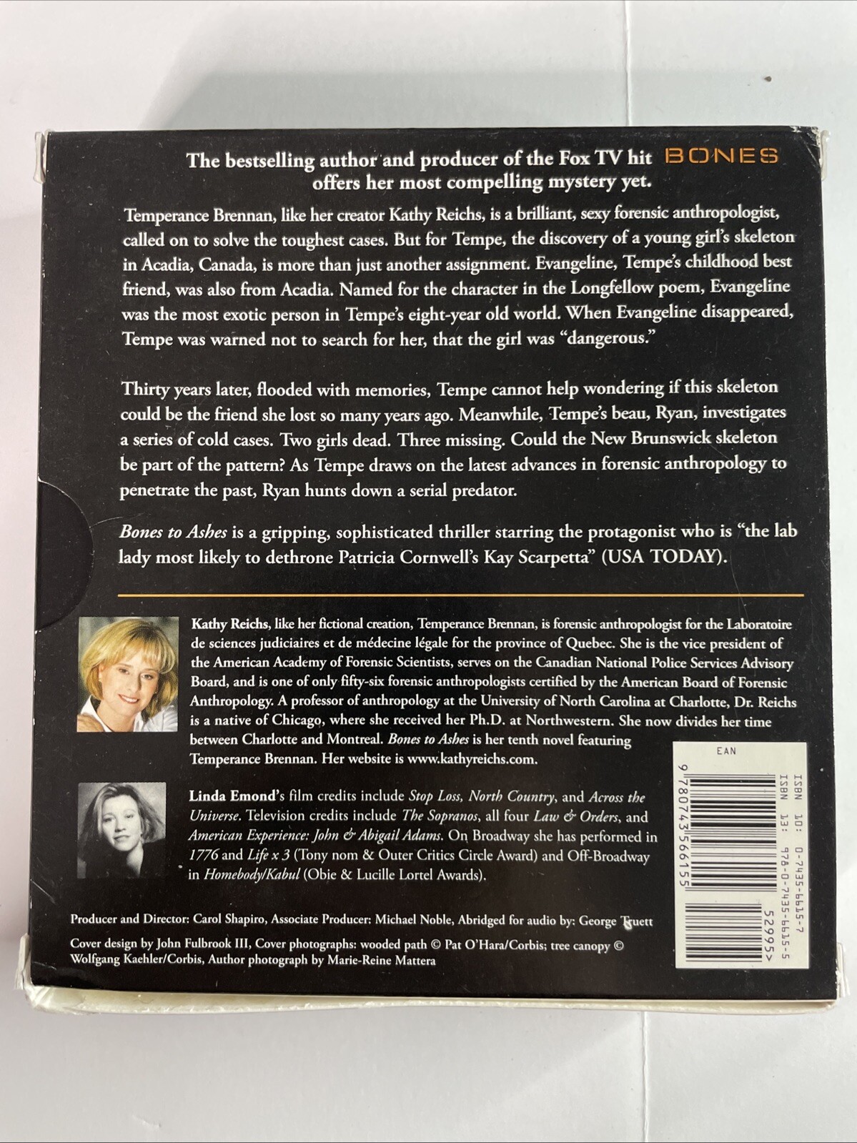 Bones to Ashes by Kathy Reichs Abridged Audiobook CD