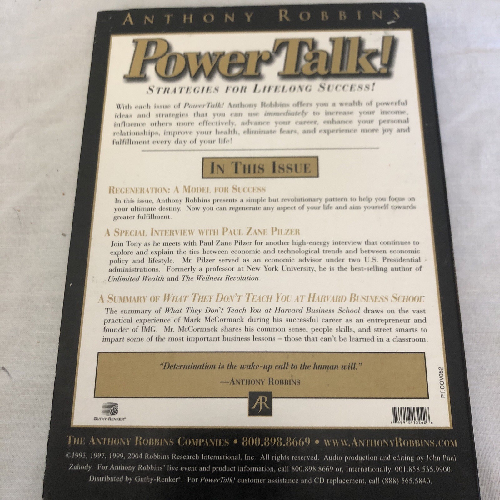 Anthony Robbins Power Talk Regeneration A Model For Success Rare with Summary