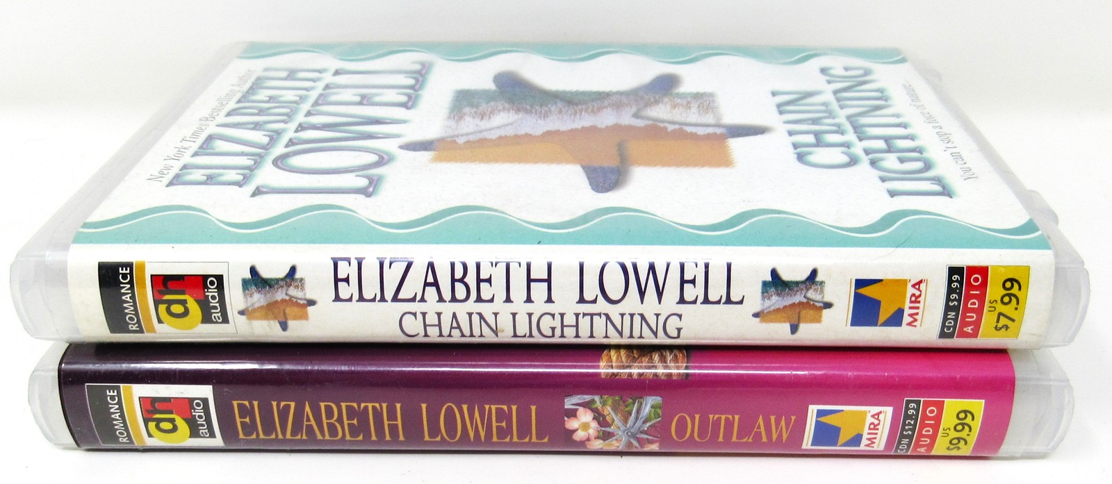Elizabeth Lowell Chain Lightning Outlaw Cassette Audio Book Lot of 2 Free Ship