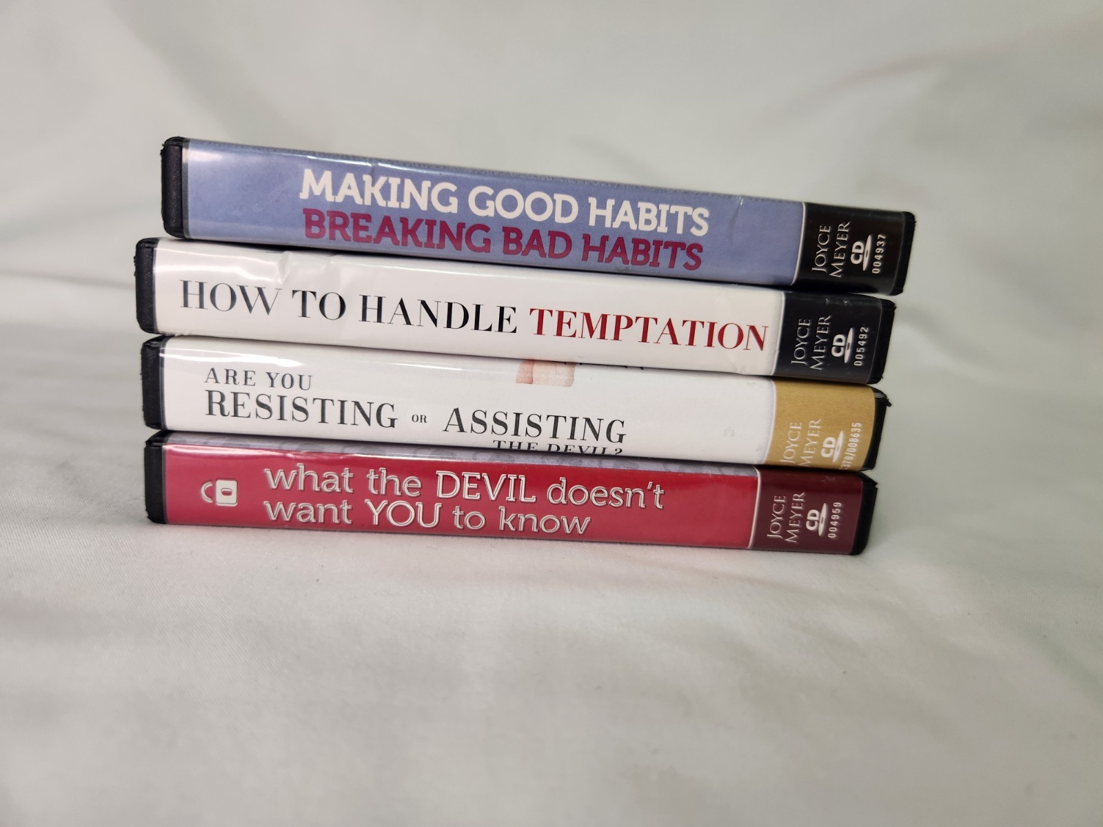 Lot Of 4 Joyce Meyer AudioBook CDs Resisting Temptation Habits Devil — Very Good