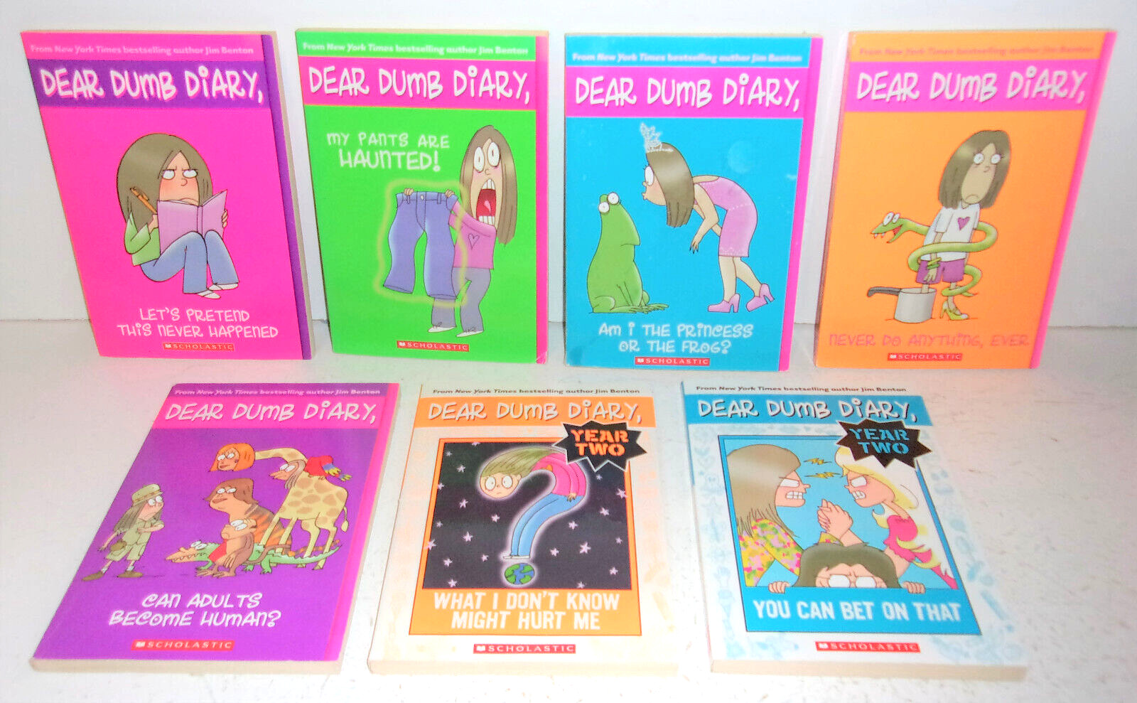 7 Dear Dumb Diary Books by Jim Benton #1 — #5 Year Two #4, #5