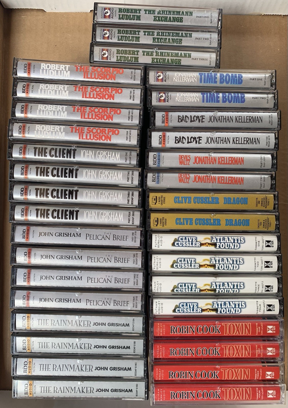 11 Audiobooks Cassette Lot Grisham Ludlum Cook Cussler Kellerman Nice! One Owner