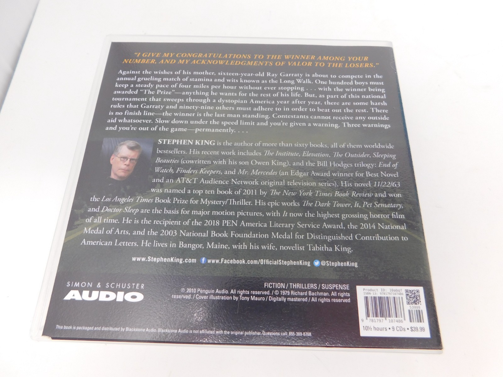 Stephen King The Long Walk Audio Book 9 CDs 10.5 hrs. Free Ship Hard 2 Find
