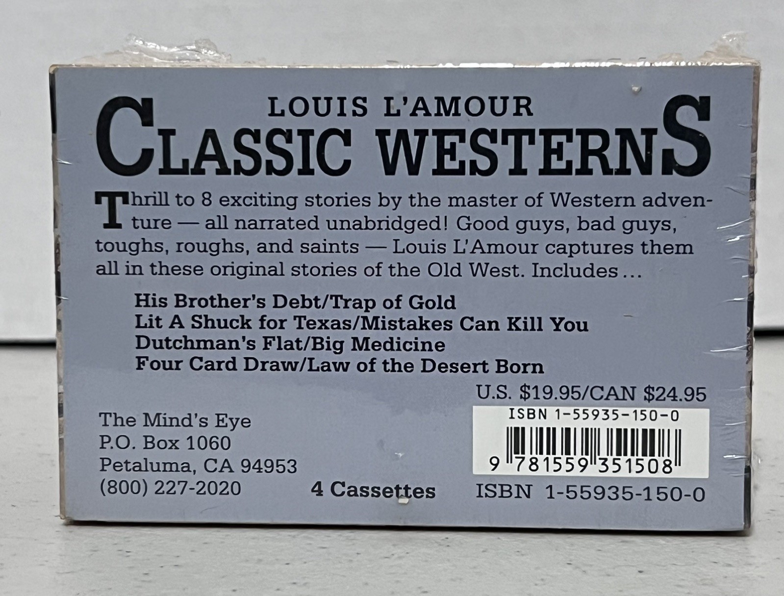 New — Louis L’ Amour Cassette Audio Set Classic 8 Westerns — SEALED Wooden Box