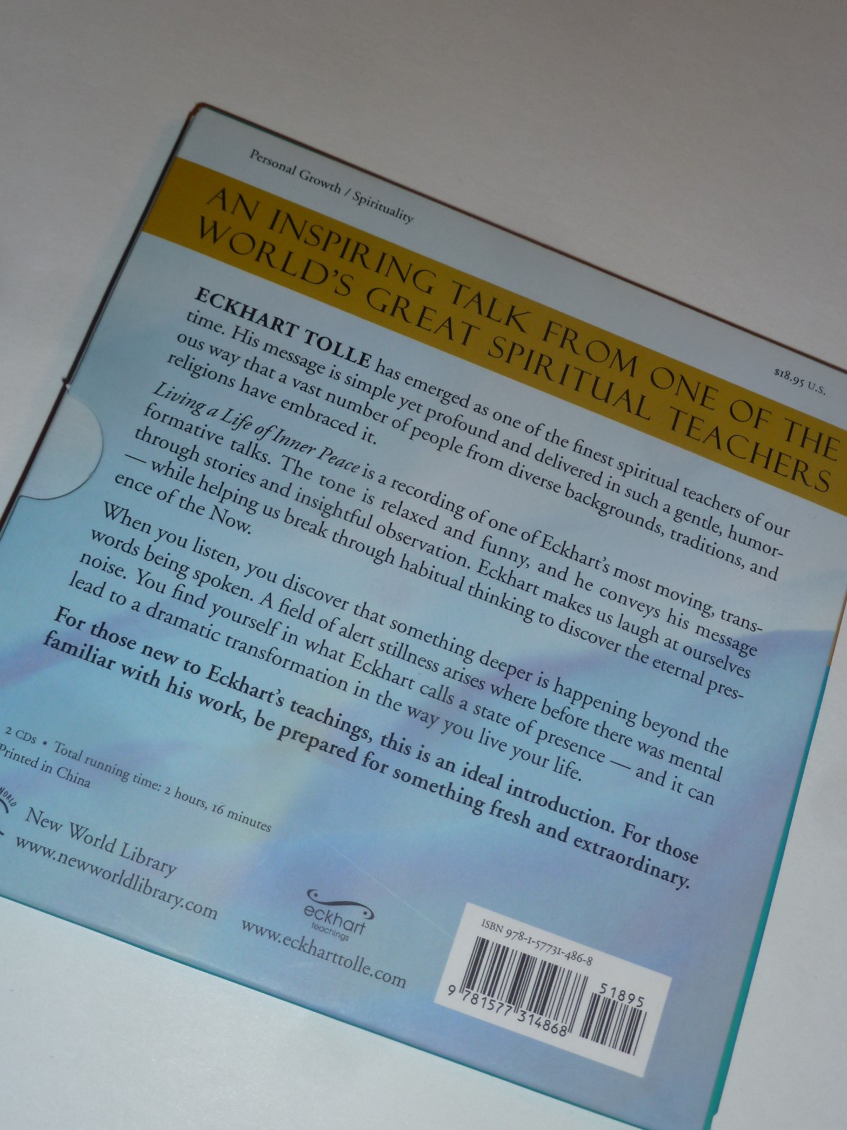 Living a Life of Inner Peace by Eckhart Tolle CD audiobook spiritual self-help