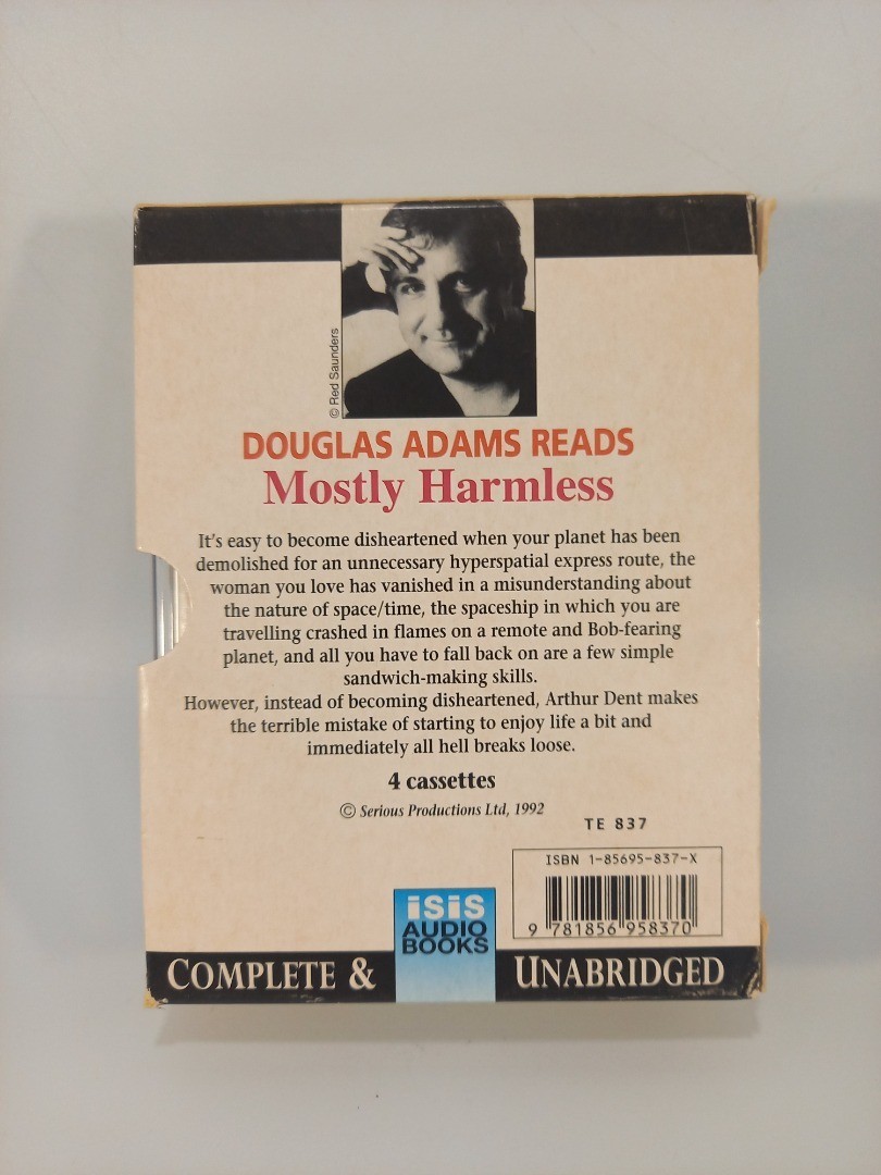 Mostly Harmless Audiobook Cassettes Written & Read by Douglas Adams Unabridged