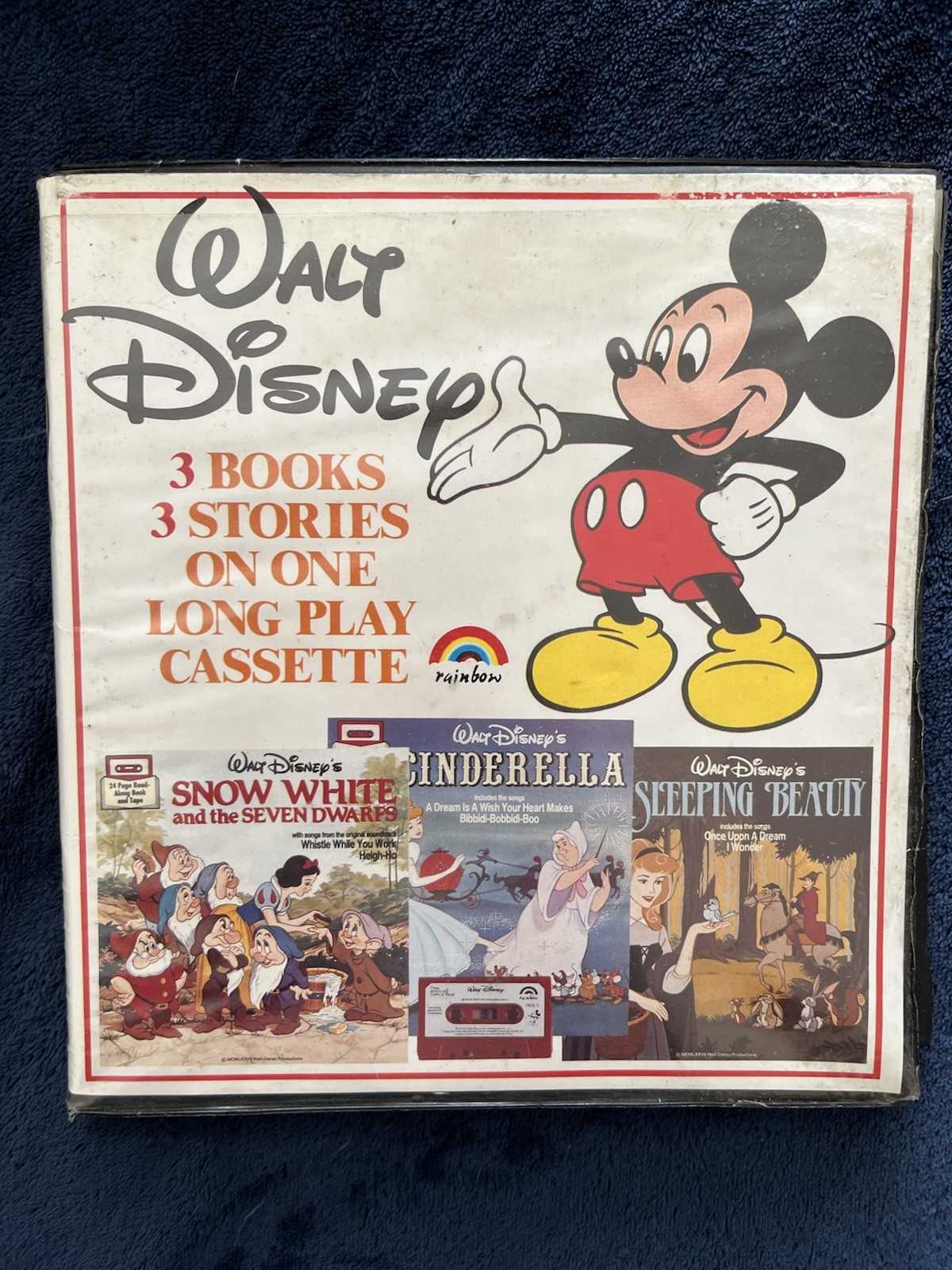 Walt Disney Read Along Books and Cassette Tapes x 3 1970s Cinderella Snow White