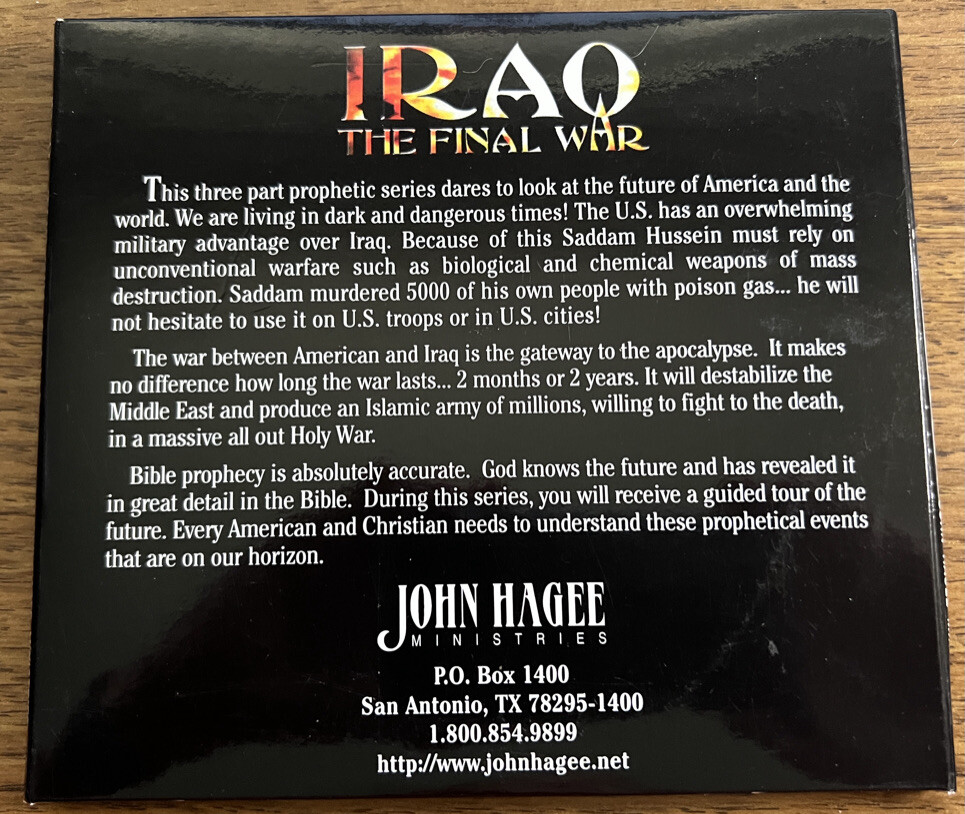 JOHN HAGEE * Iraq — The Final War * 3 CD Set in WONDERFUL Condition
