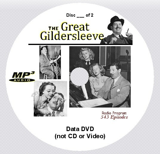 THE GREAT GILDERSLEEVE — Old Time Radio Show — OTR — 543 Episodes — 2 MP3 DVDs
