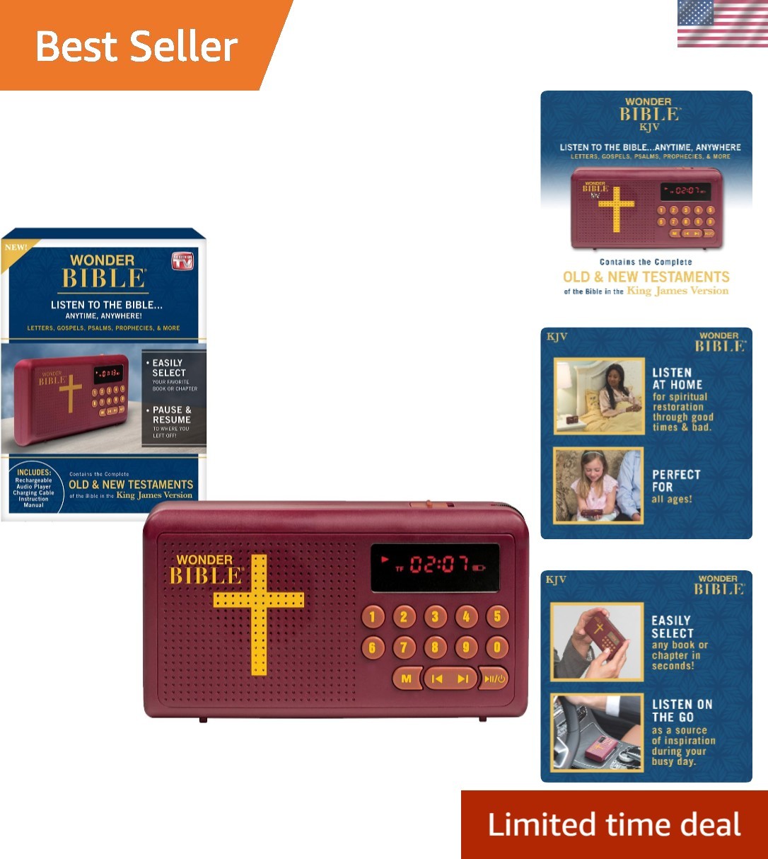 Brand New Audio Bible Player — Maroon 16Gb