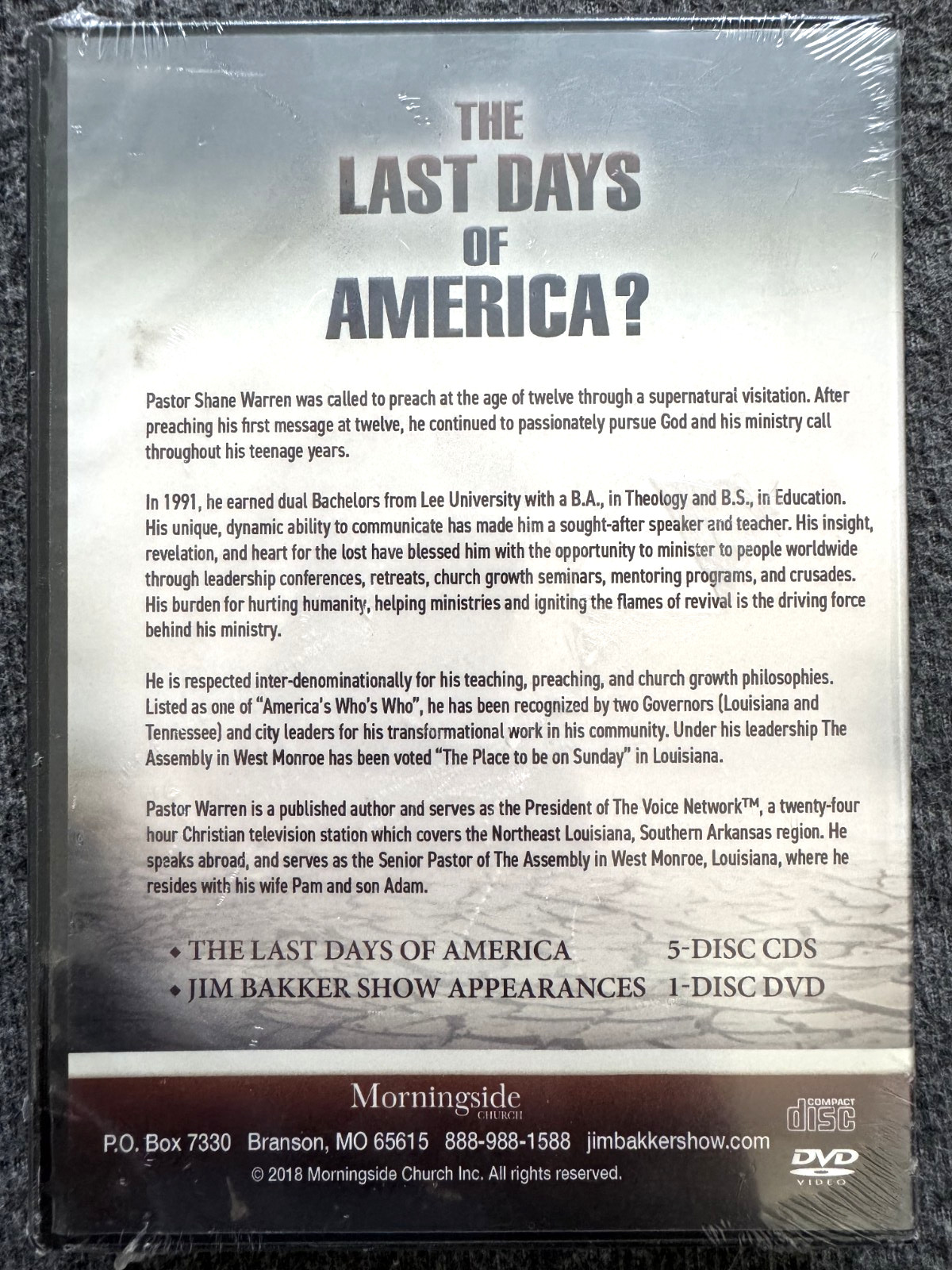 The Last Days of America Shane Warren 5 CD 1 DVD Set NEW SEALED Jim Bakker Show