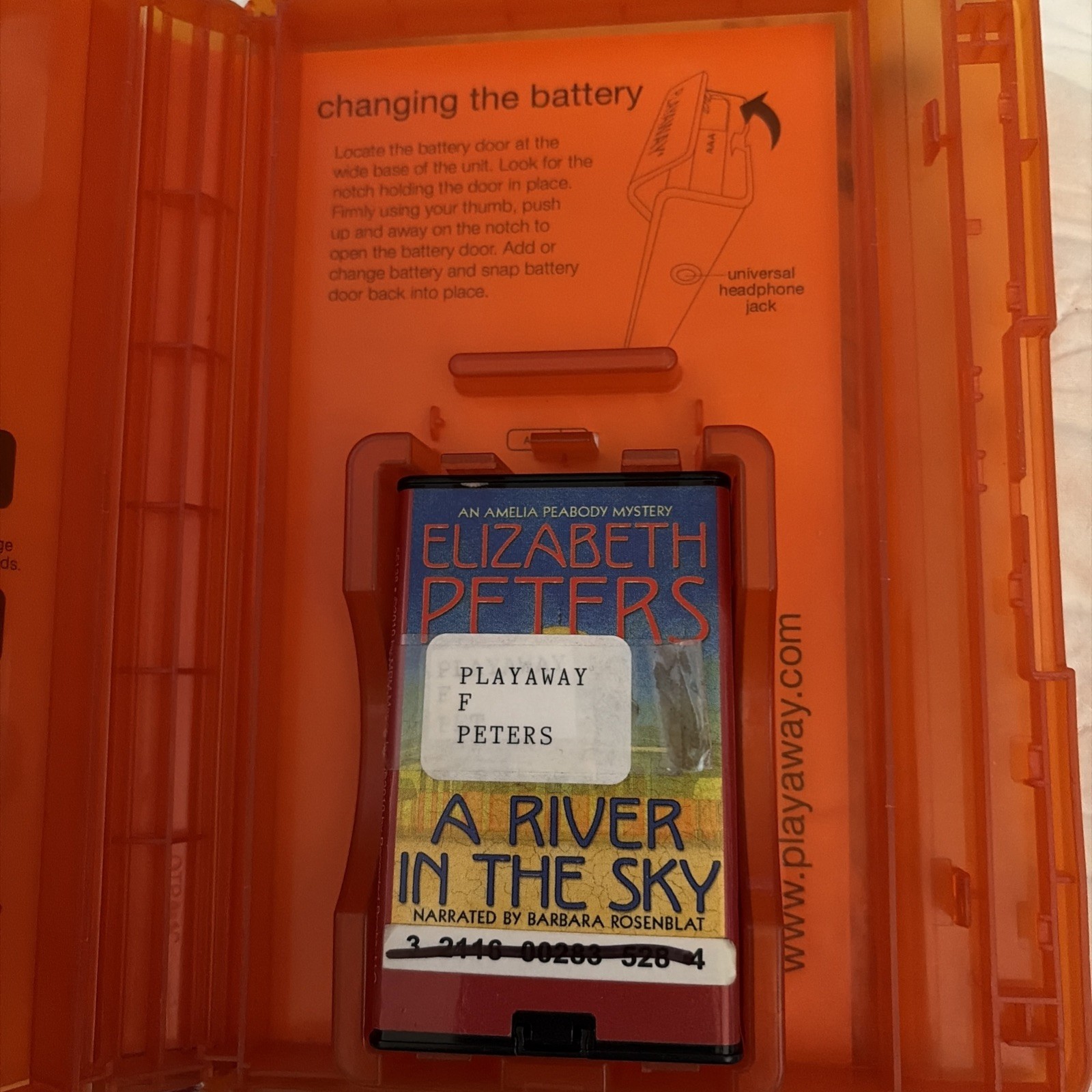 Playaway Audio Book Ex Library — A River In The Sky By Elizabeth Peters