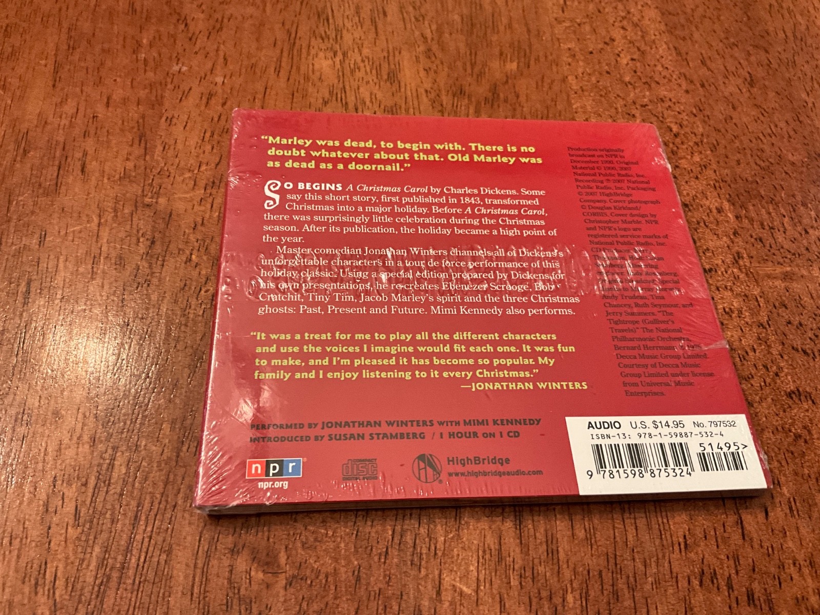 Jonathan Winters — A Christmas Carol Charles Dickens — CD 2007 NPR — New, Sealed