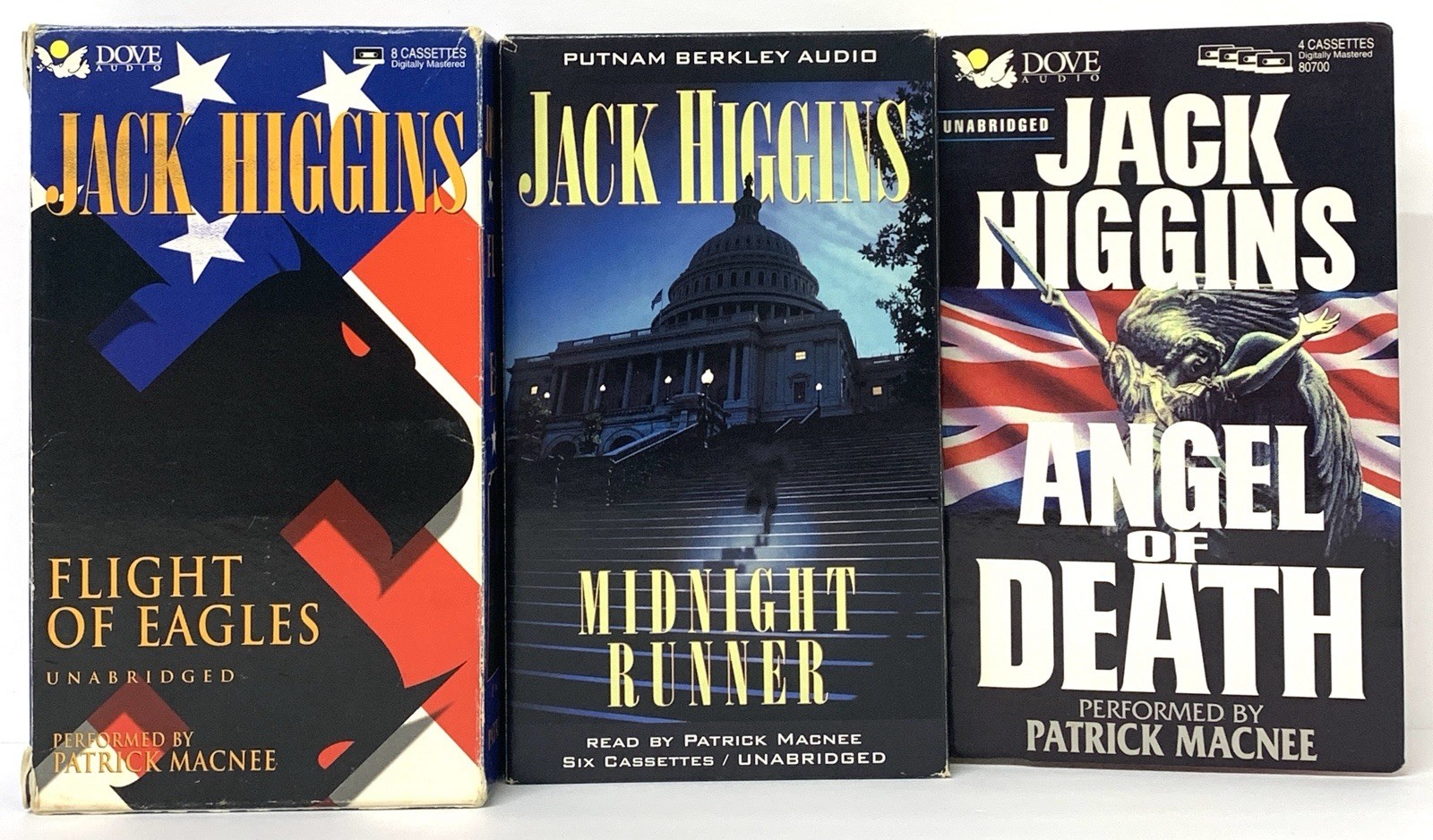 Jack Higgins Audiobook Cassette Tape Lot of 3 Books Patrick Macnee Dove Books