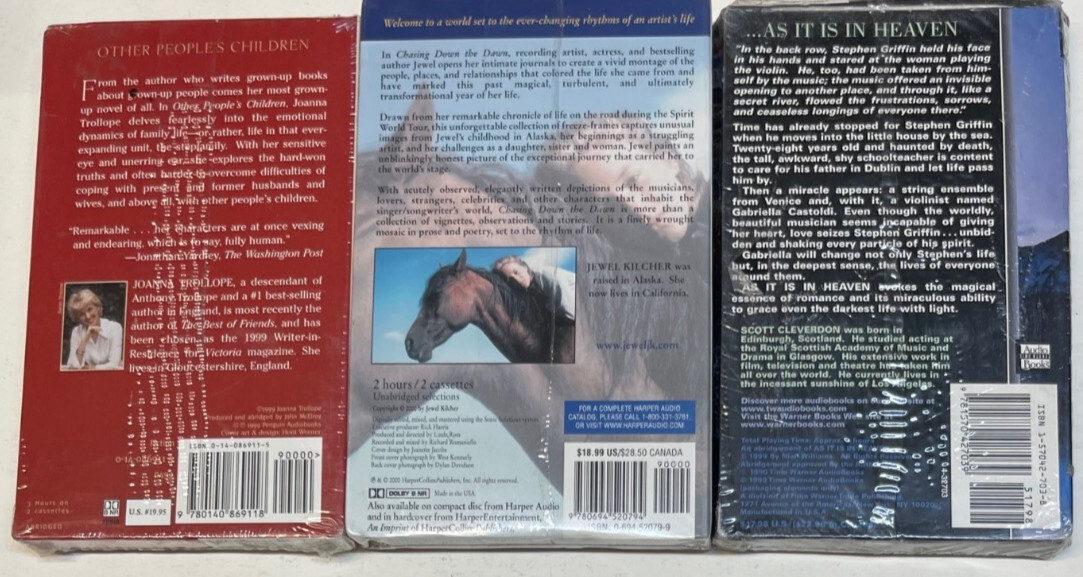 Lot of 7 Audio Books on CASSETTES -Mixed Genre, New & Sealed