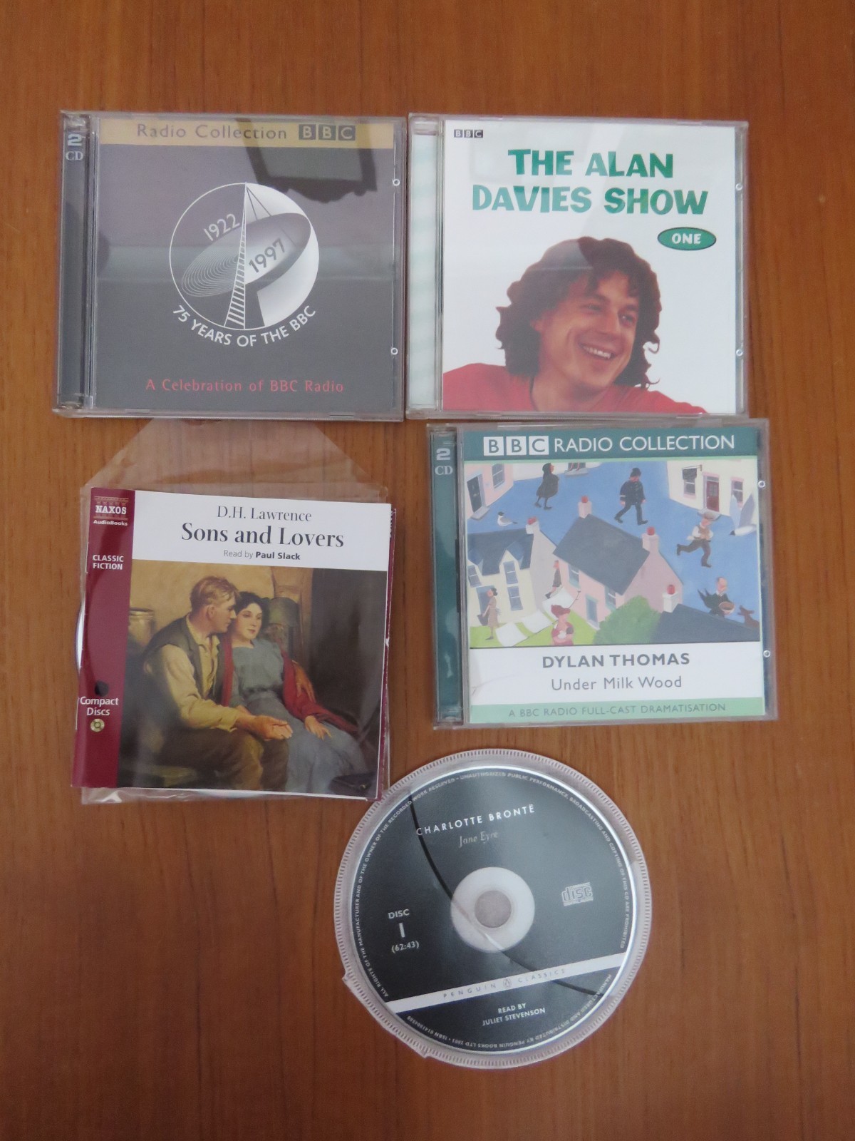 Lot 42 Audio Books 5 x CD’s Mixed Genre Alan Davies Dylan Thomas DH Lawrence Cha