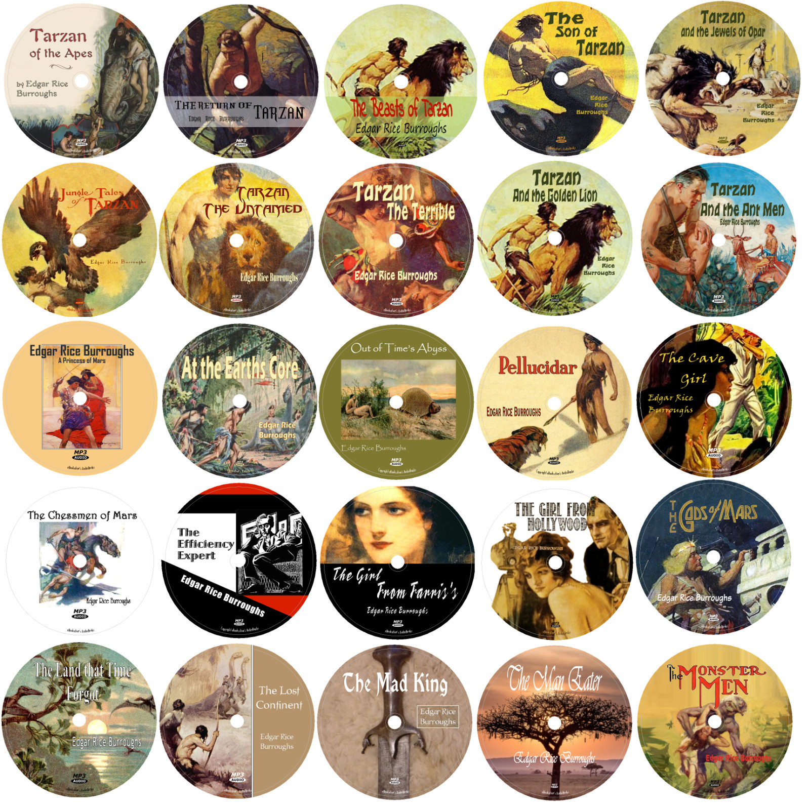 Edgar Rice Burroughs Collection 46 Fiction Audiobooks in 46 MP3 Audio CDs
