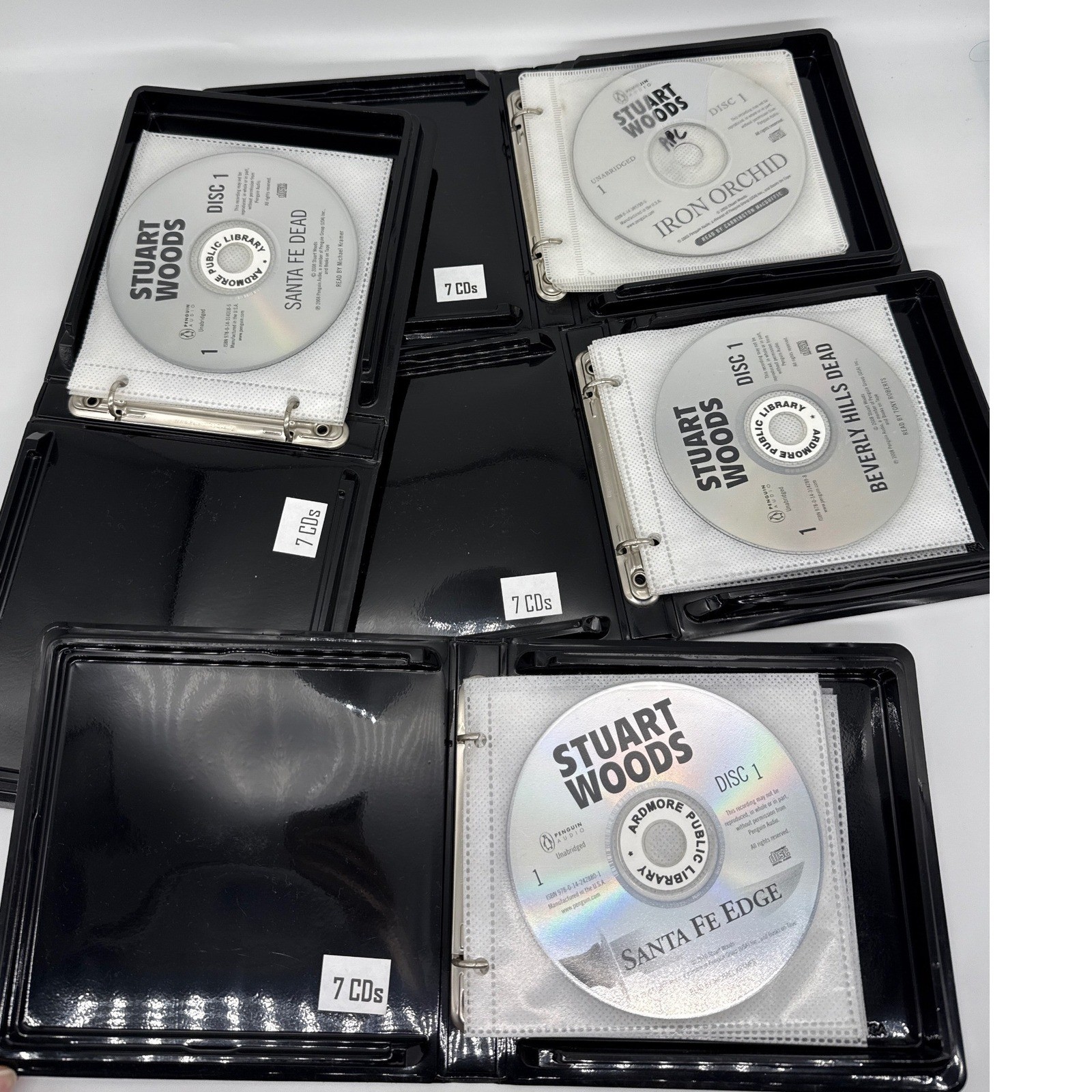 Stuart Woods 4 Audiobook CD Lot Titles Iron Orchid Santa Fe Dead Beverly Hills