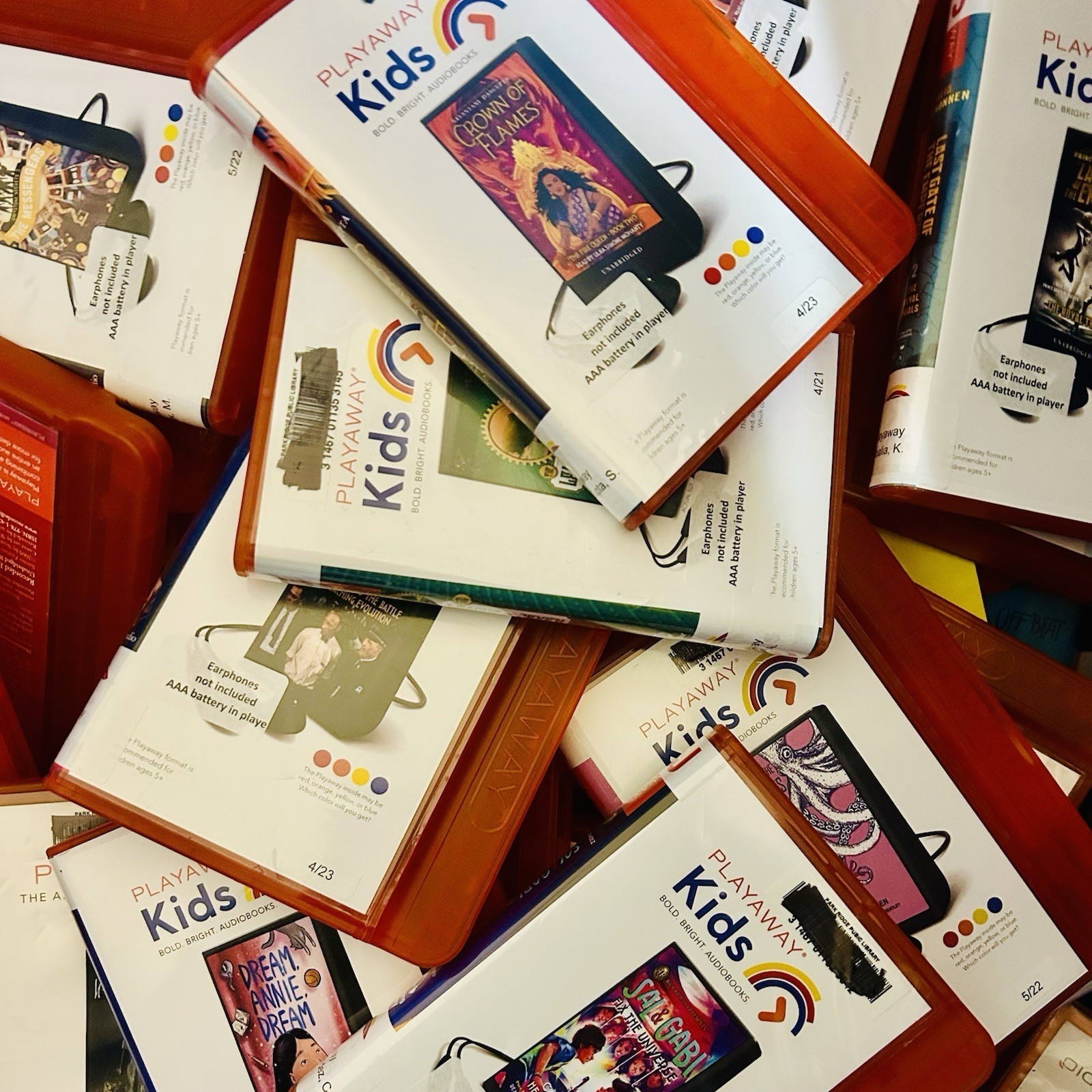 Lot of 100 Randomly Assorted Playaway Audio Books Kids and Young Adult