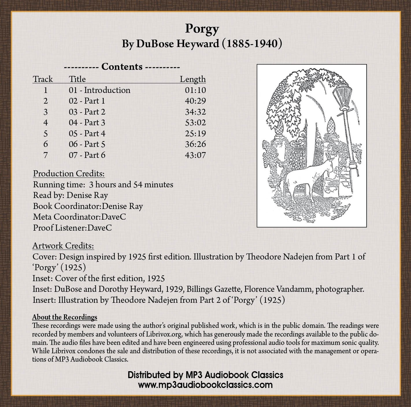Porgy — Unabridged MP3 CD Audiobook in security sleeve