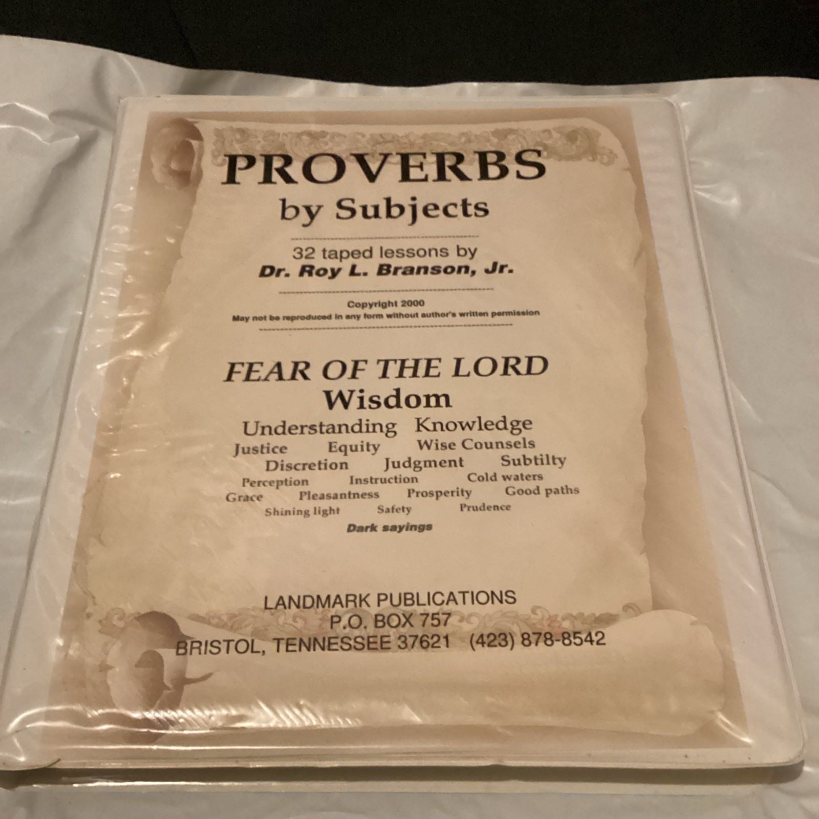 PROVERBS By Subjects By Dr. Roy Branson, Jr. [Audio Cassettes]
