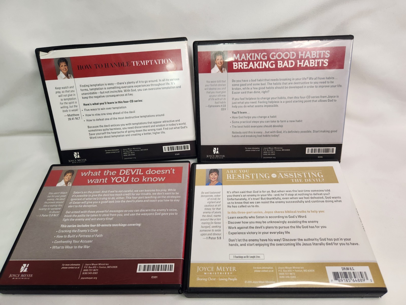 Lot Of 4 Joyce Meyer AudioBook CDs Resisting Temptation Habits Devil — Very Good