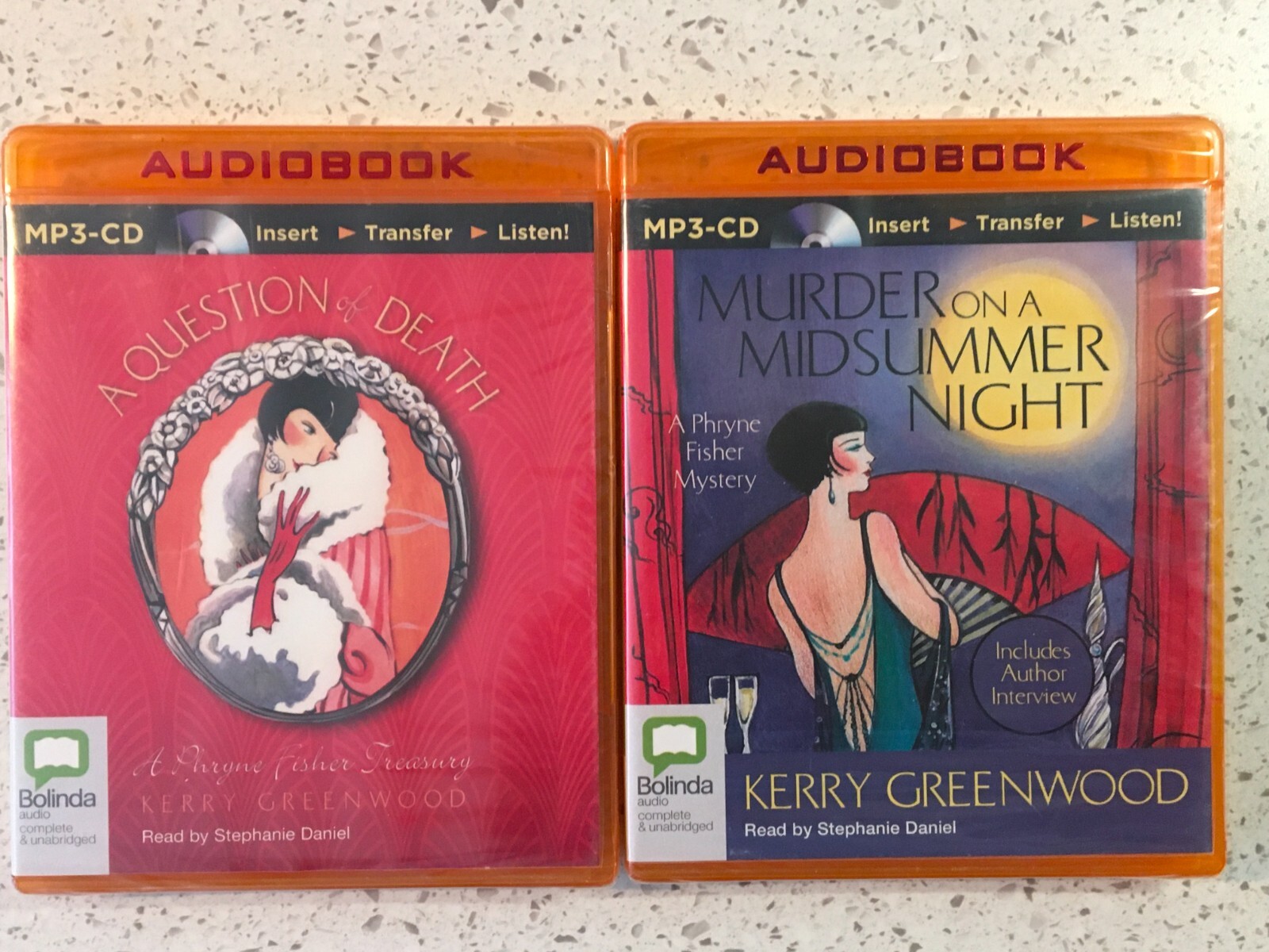 2 NEW KERRY GREENWOOD AUDIO BOOKS MUDER ON A MIDNIGHT SUMMER & A QUESTION DEATH