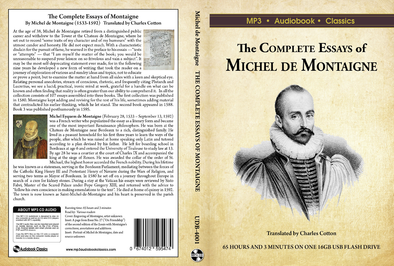 The Complete Essays of Michel de Montaigne — MP3 CD Audiobook on USB flash drive