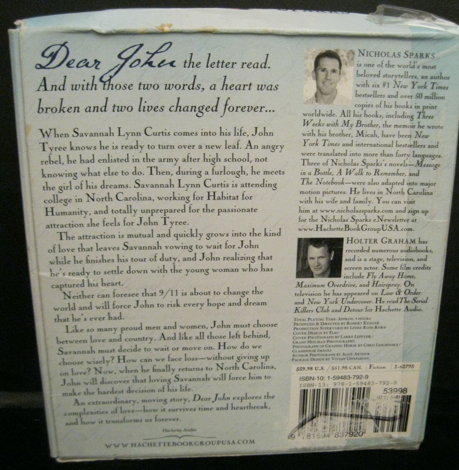 DEAR JOHN NICHOLAS SPARKS AUDIO BOOK ON CD UNABRIDGED 8 CDS 9 HRS 2006 EDIT