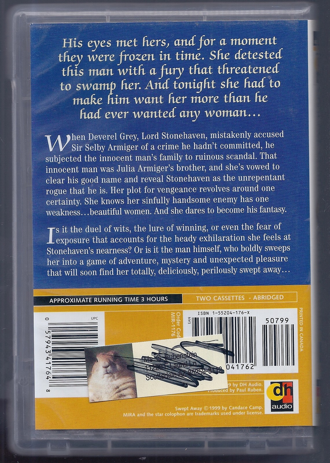 Swept Away by Candace Camp (1999, Cassette, Abridged, Ex-Library)
