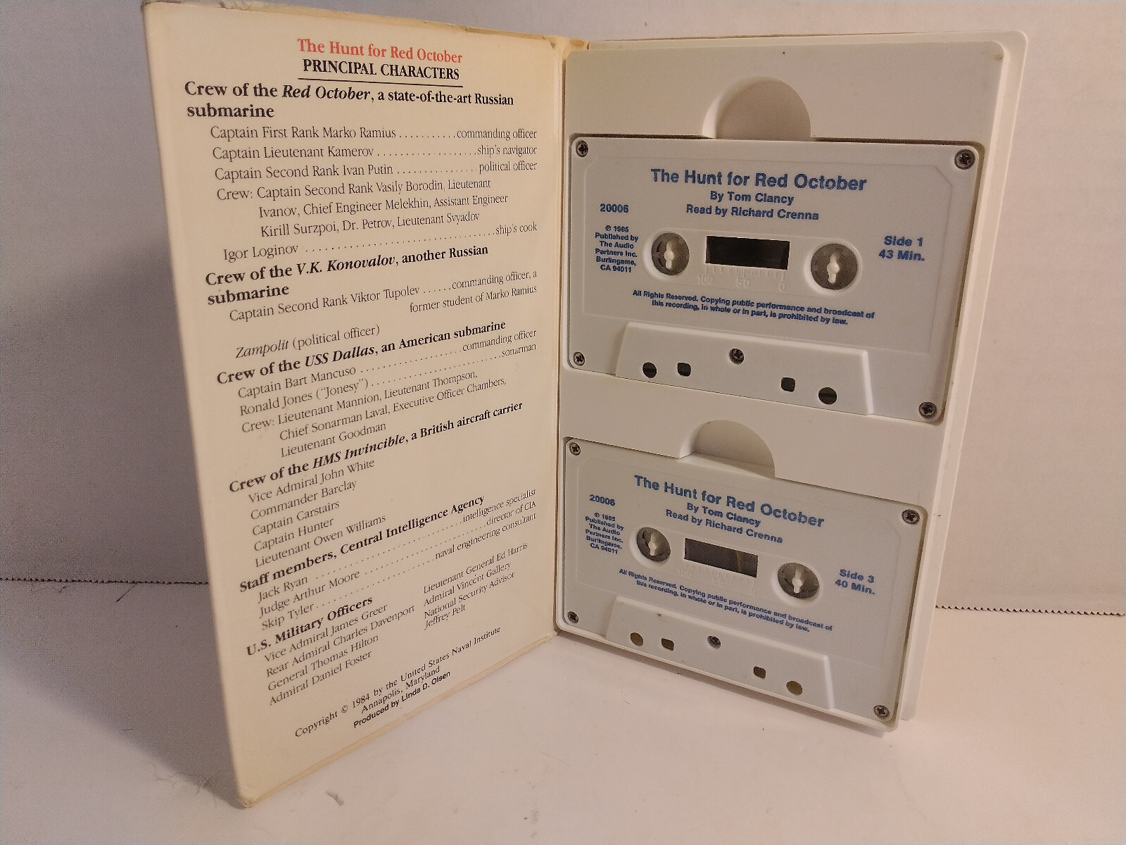 Audio Cassette The Hunt for Red October Tom Clancy Richard Crenna 1985 Untested