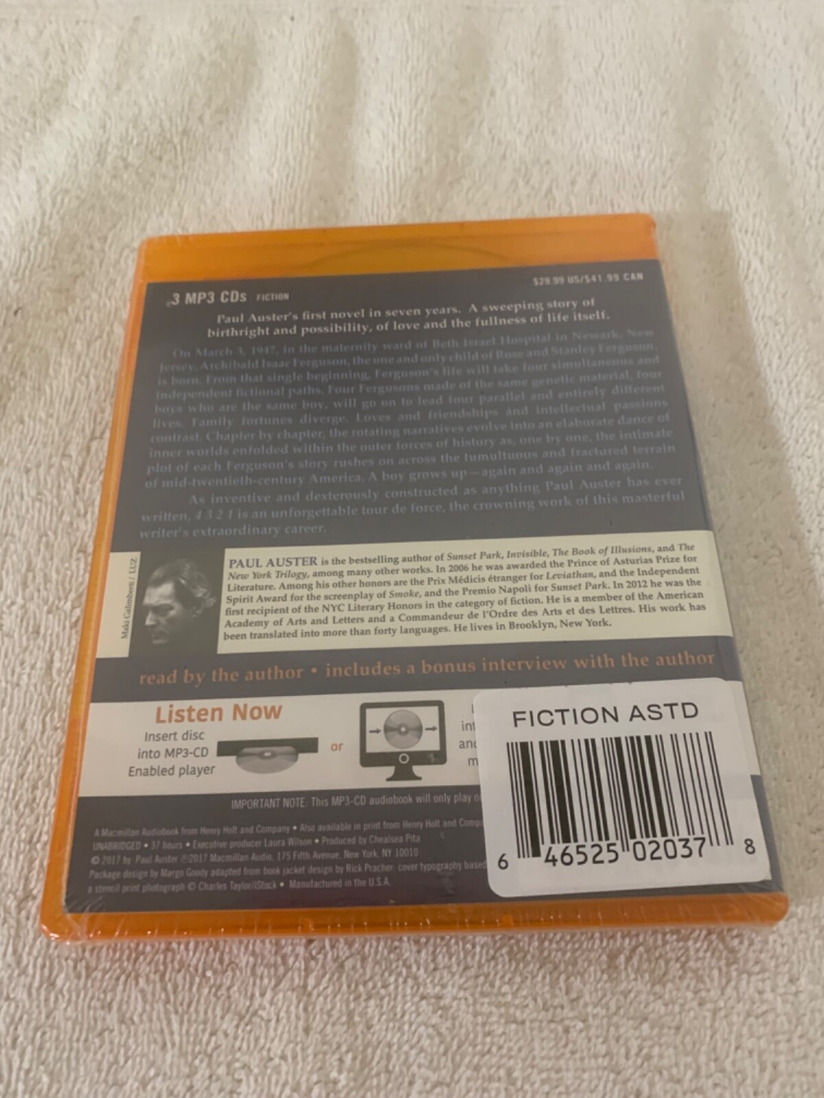Paul Auster 4321 CD Audiobook Novel Read By Author Brand New & Sealed