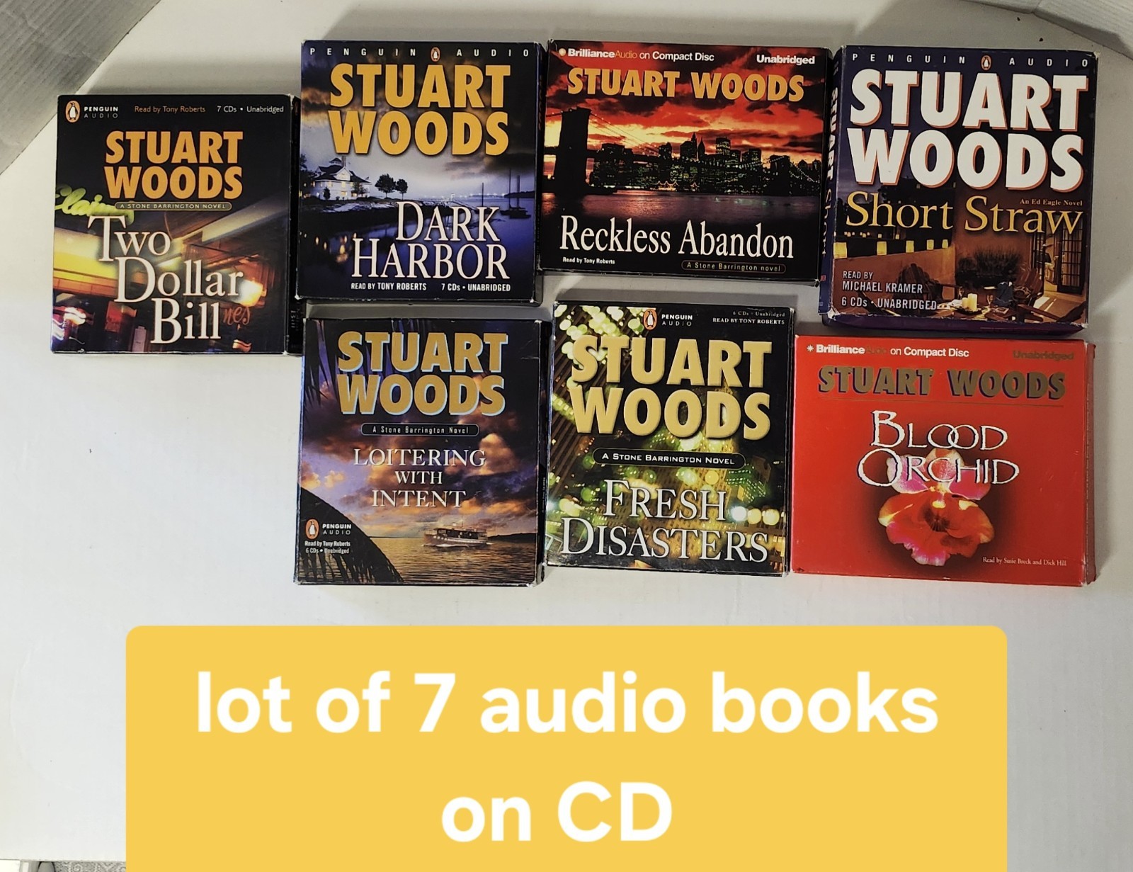 Stuart Woods Set Of 7 Audio Books On CD Short Straw Blood Orchid Dark Harbor