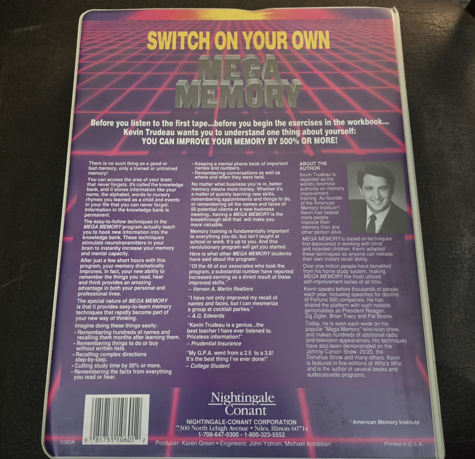 Kevin Trudeau’s Mega Memory Audio Cassette Pocket Guide As Seen on TV