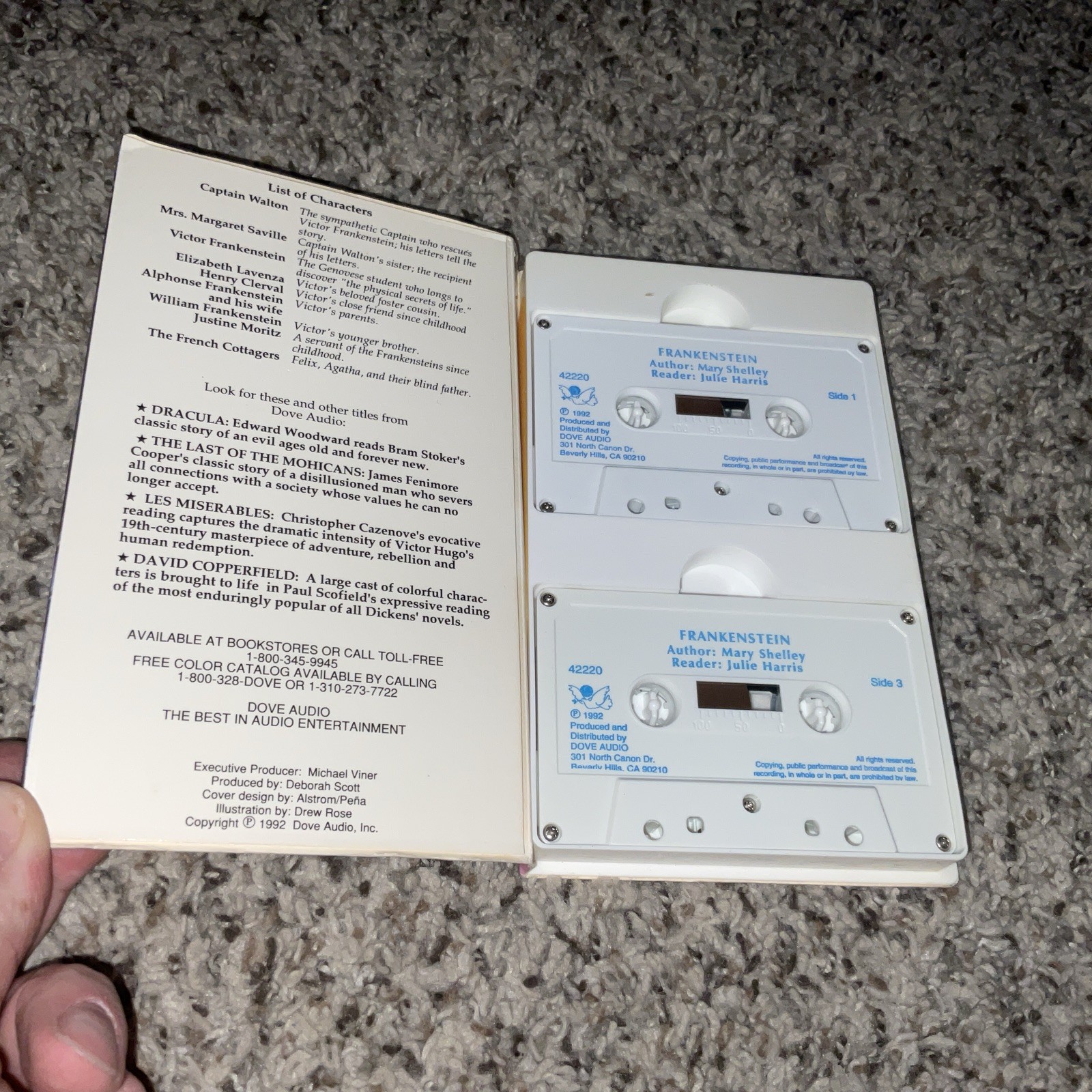 Dove Audio Cassette Mary Shelley’s Novel Frankenstein Read by Julie Harris 1992