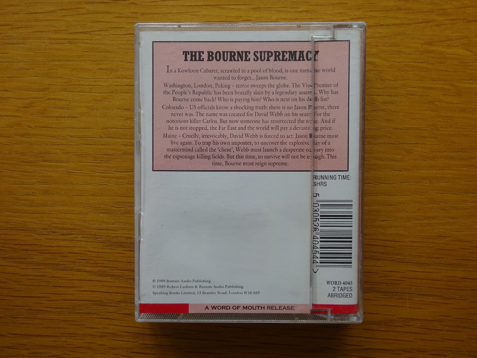 Robert Ludlum The Bourne Supremacy 2 x Cassette Audio Book