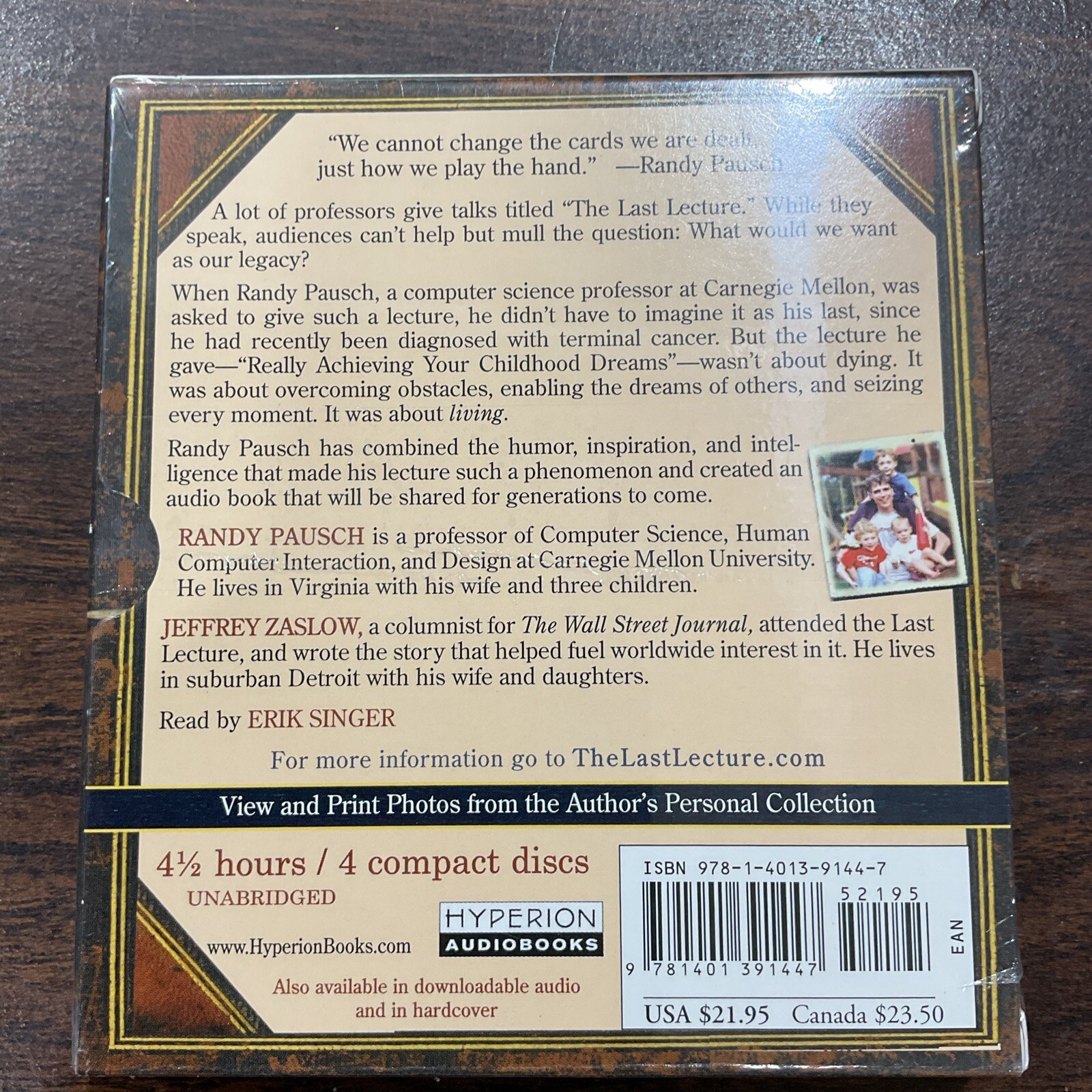 The Last Lecture by Randy Pausch Brand New shrink-wrapped audio book
