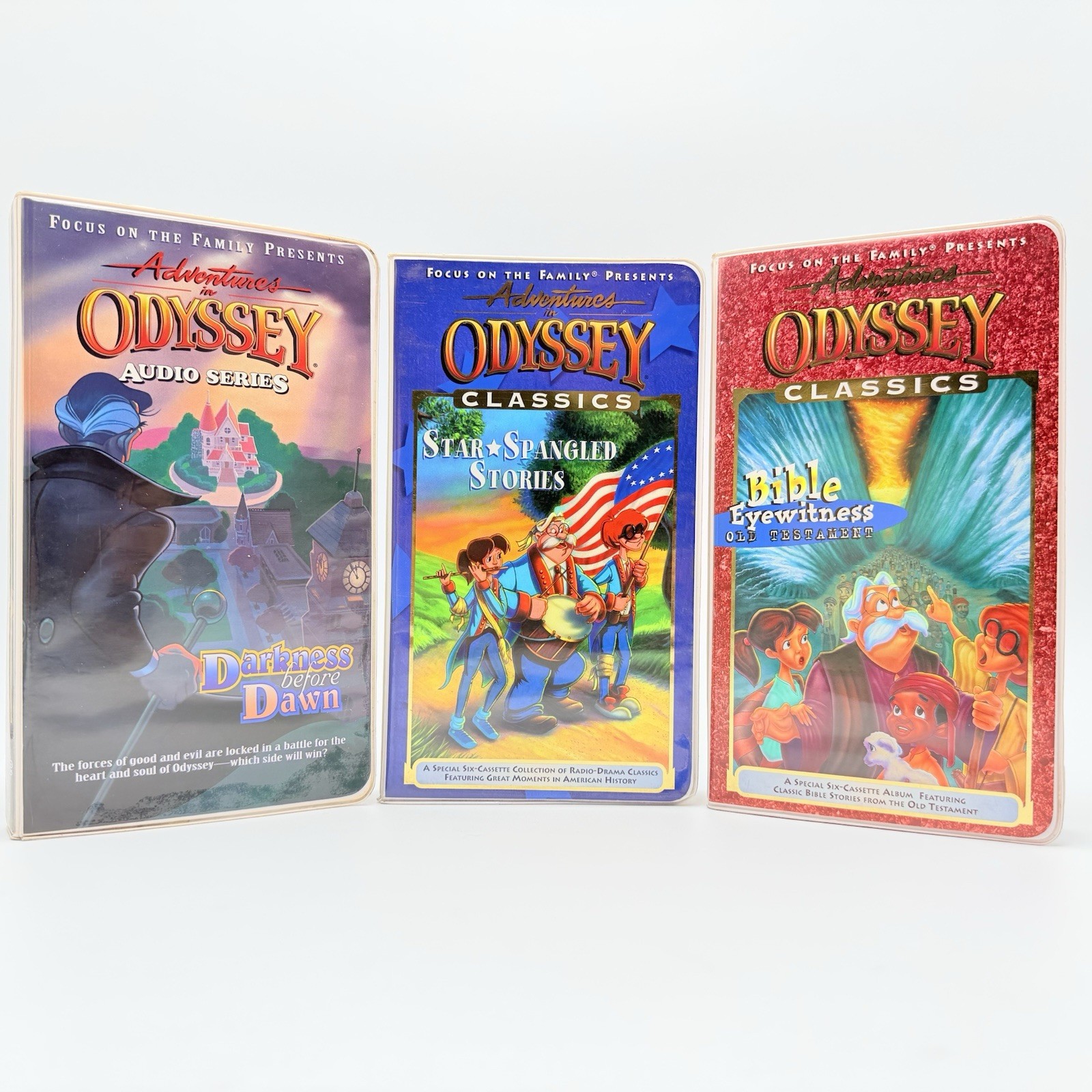 Adventures in Odyssey Cassette Lot Darkness Dawn Bible Star Spangled 3 Sets